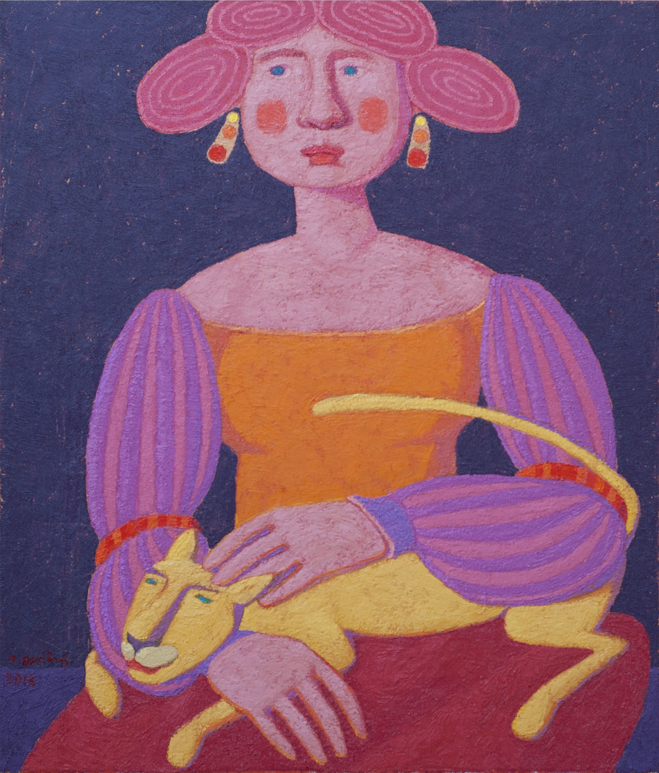 58. ქალი კატით. ტ.ზ, 70x60, 2018.jpg