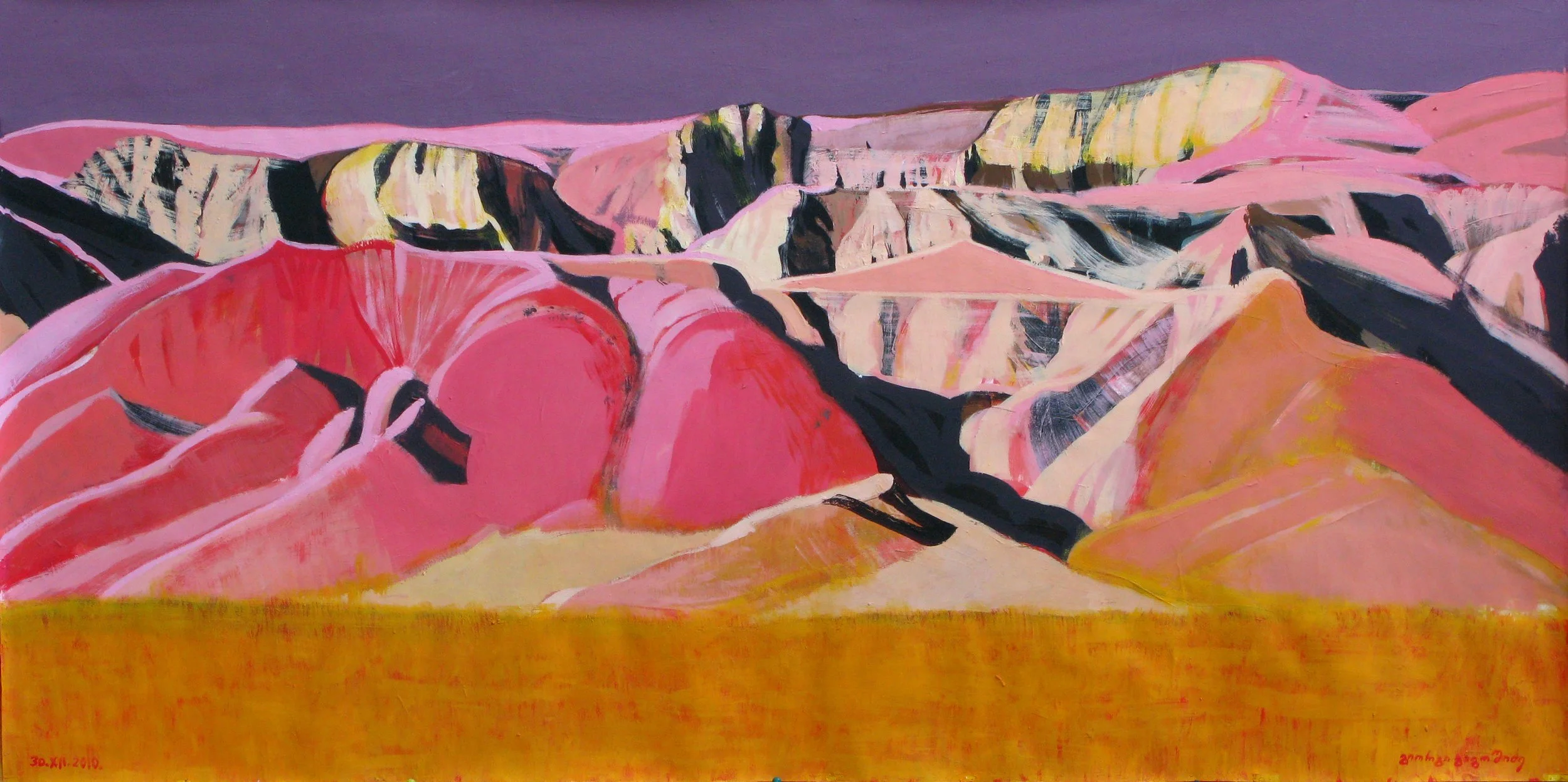 4. giorgi gagoSiZe, “kaspis mTebi”, qaRaldiakrili , 79.6X161.5sm , 2010weli.jpg