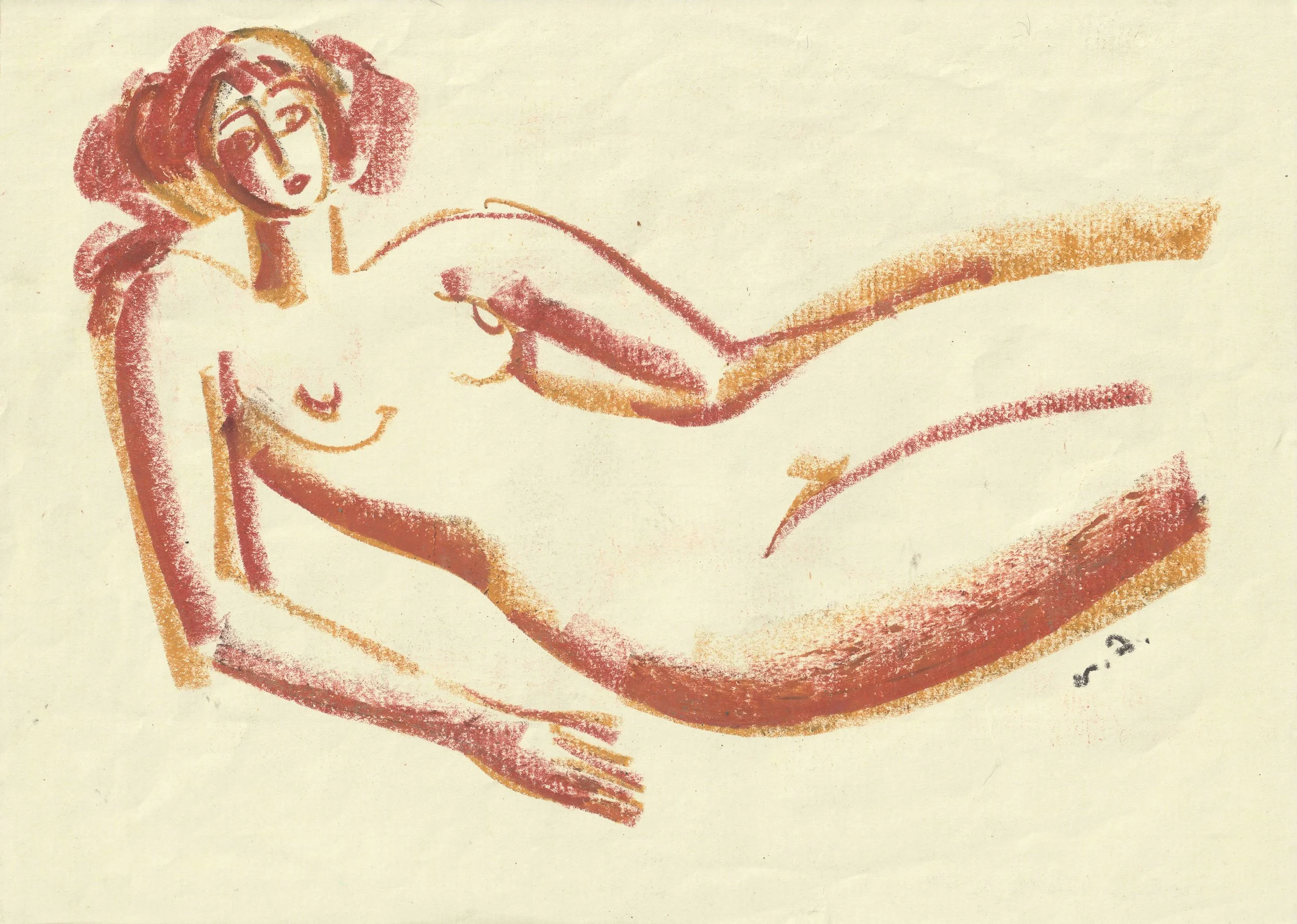 Tengiz Mirzashvili ‘Composition’ pastel on paper, 21 x 29,5 cm.