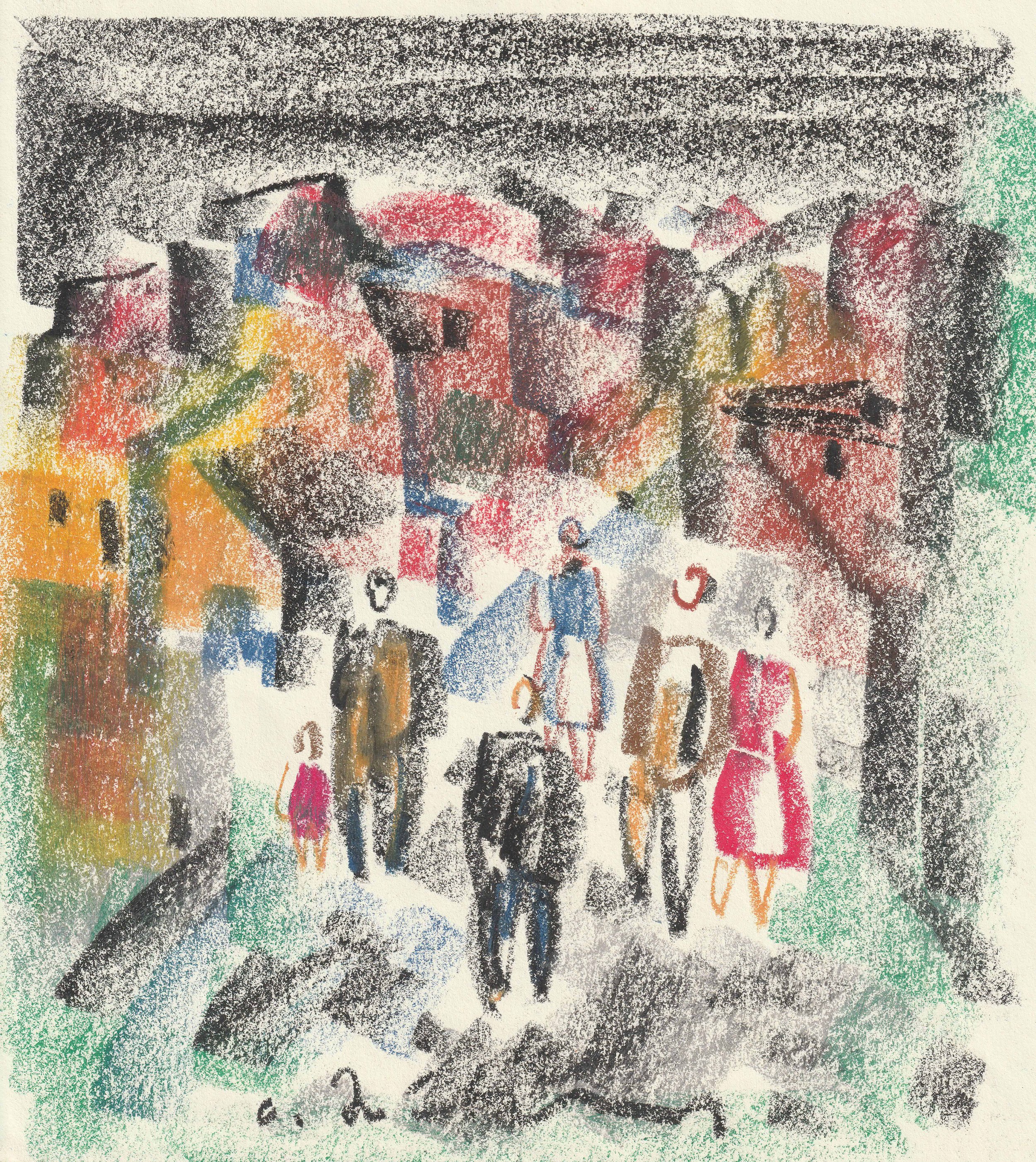 Tengiz Mirzashvili ‘Composition’ pastel on paper, 21 x 29,5 cm.