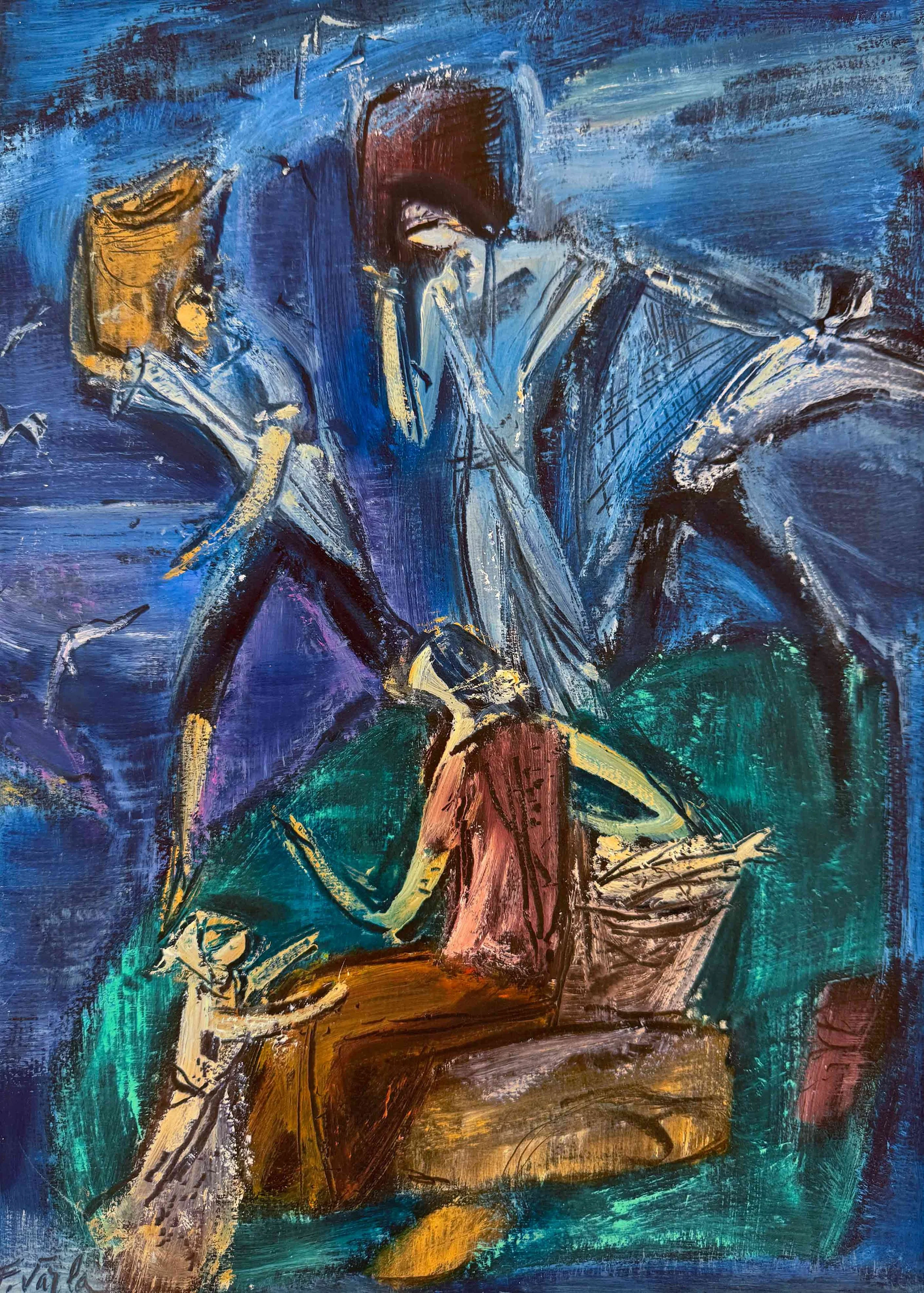 Felix Varlamishvili (Varla)
RETURNING FROM FISHING
Gouache on paper
40 x 28 cm.
