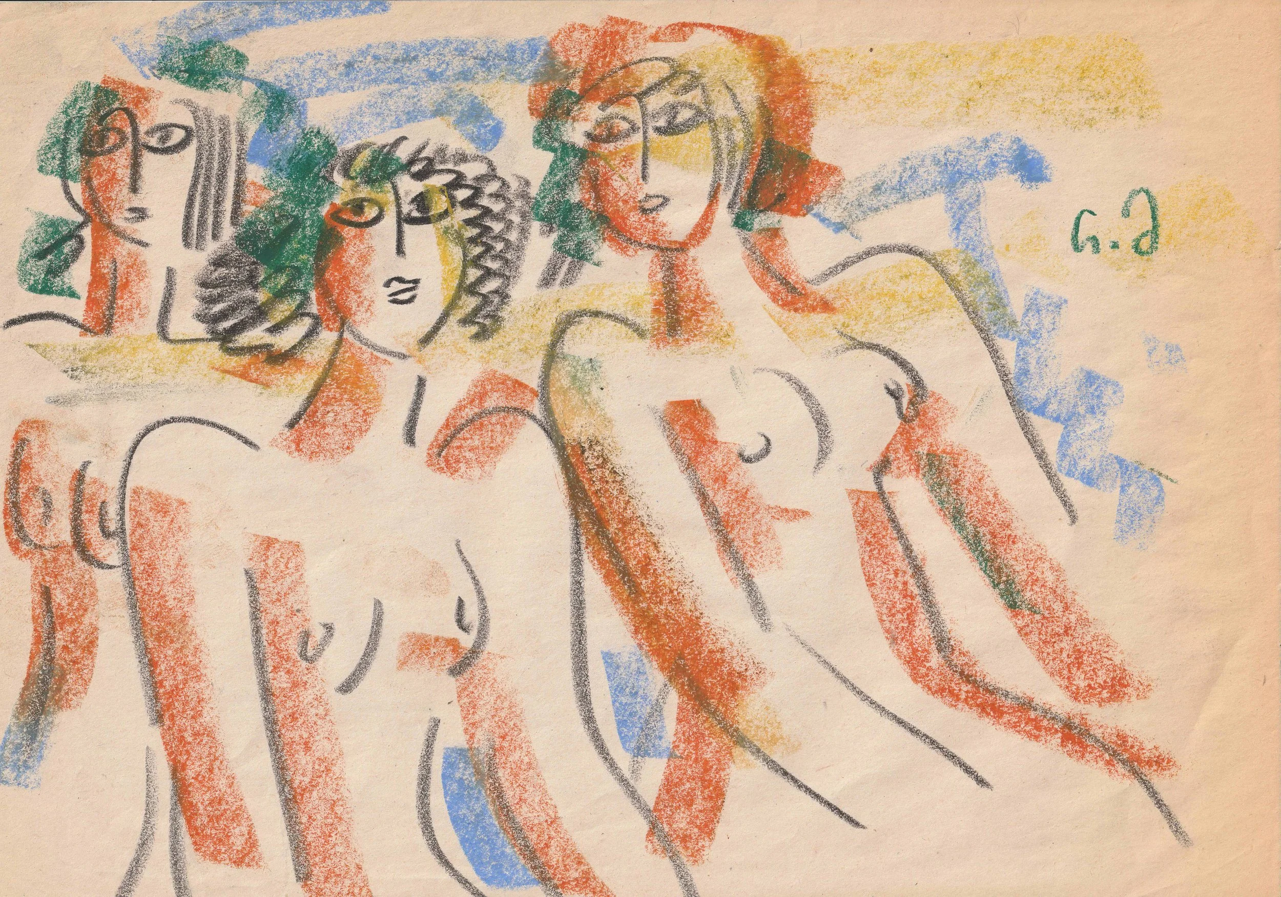Tengiz Mirzashvili ‘Composition’ pastel on paper, 21 x 29,5 cm.
