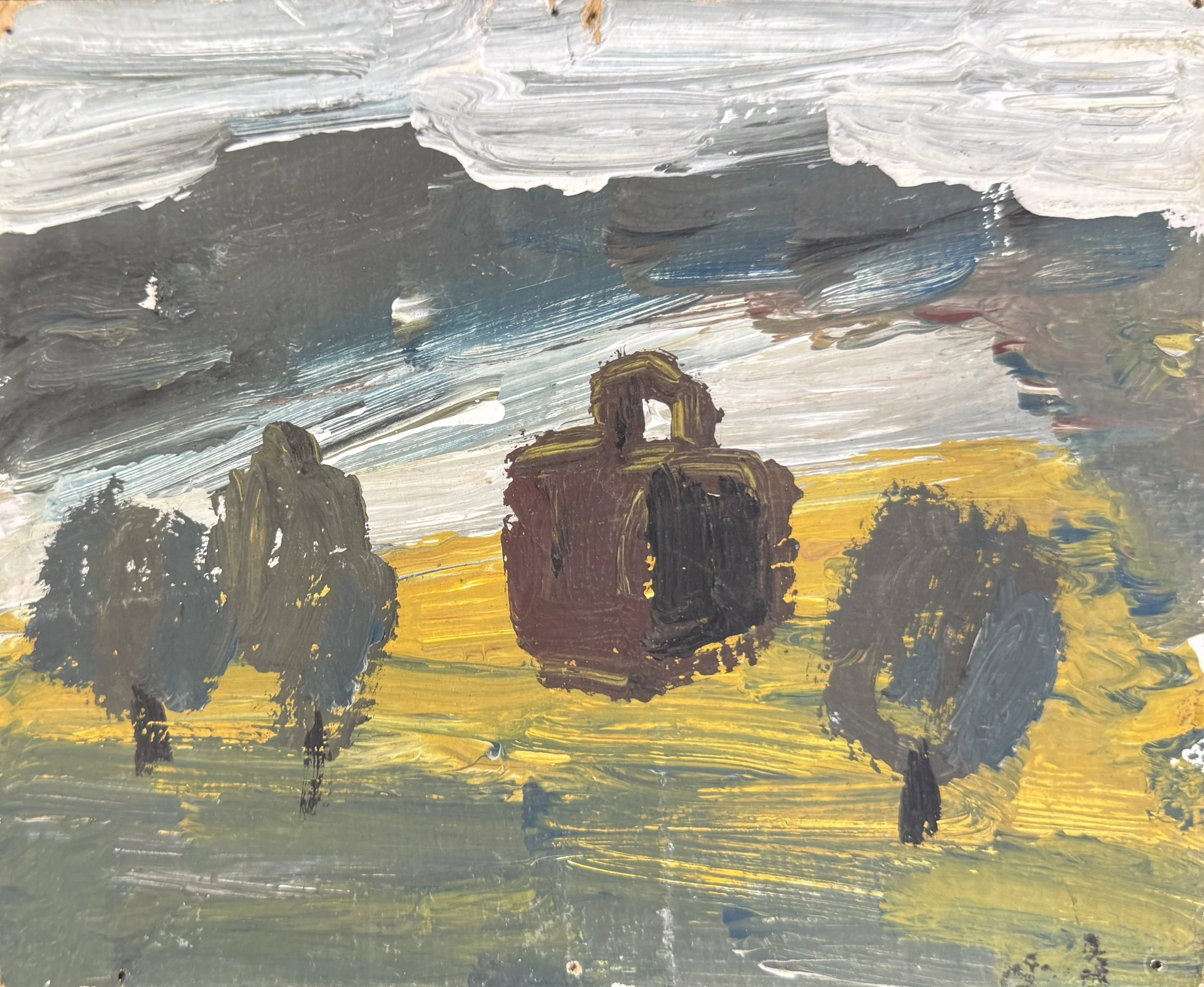 Tengiz Mirzashvili 'Landscape', tempera on board, 14 x 17 cm.