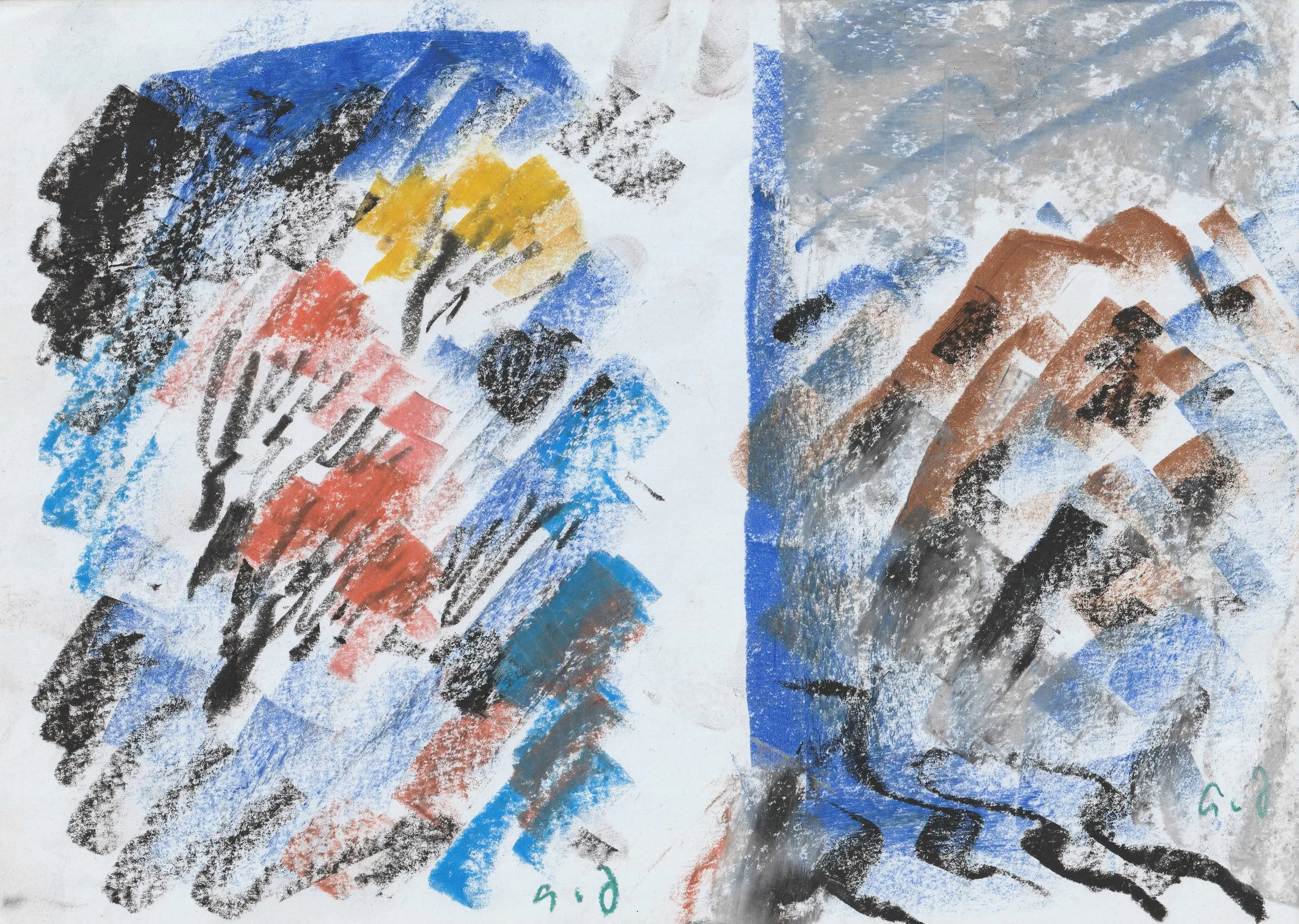Tengiz Mirzashvili ‘Composition’ pastel on paper, 21 x 29,5 cm.