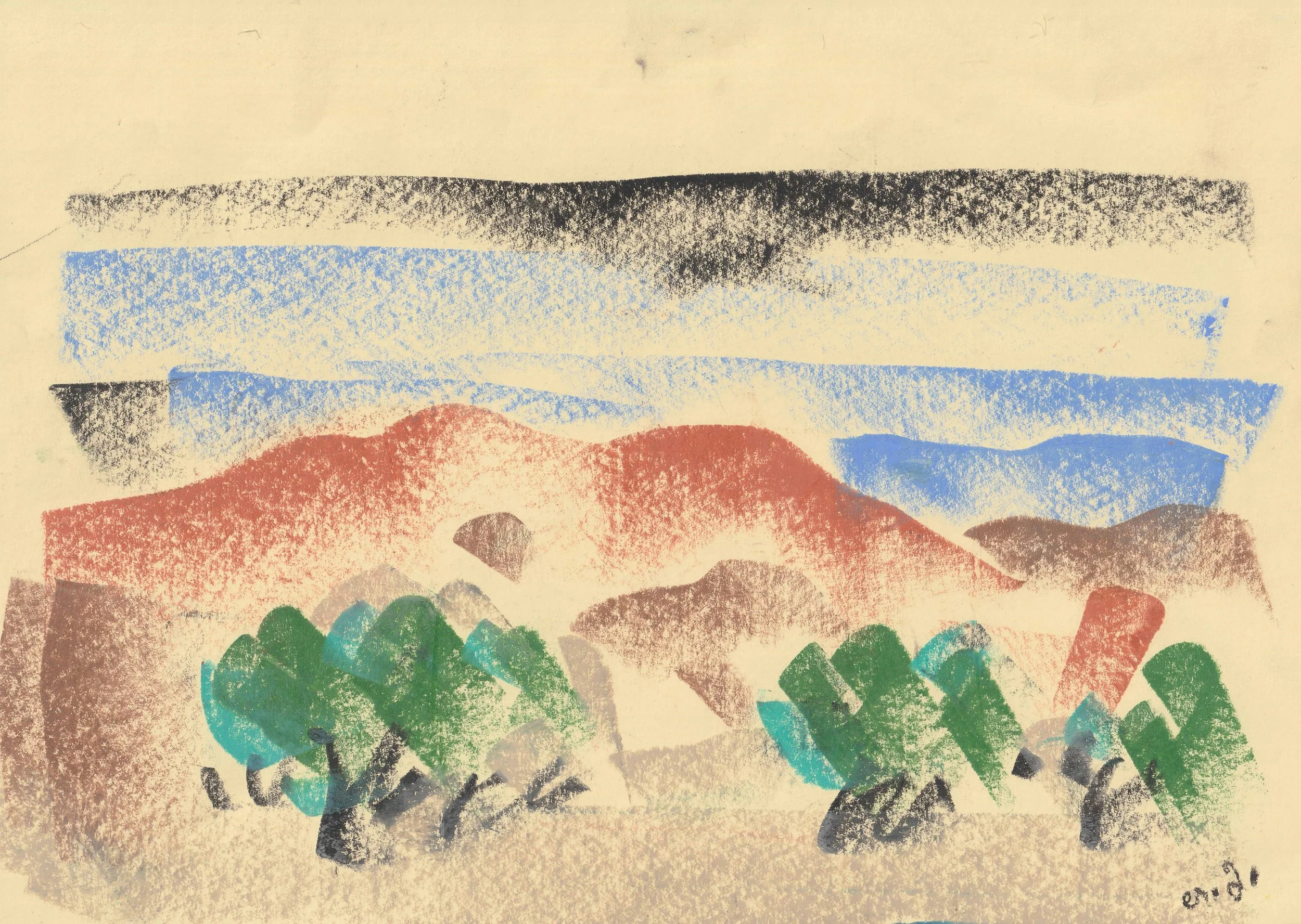 Tengiz Mirzashvili ‘Composition’ pastel on paper, 21 x 29,5 cm.