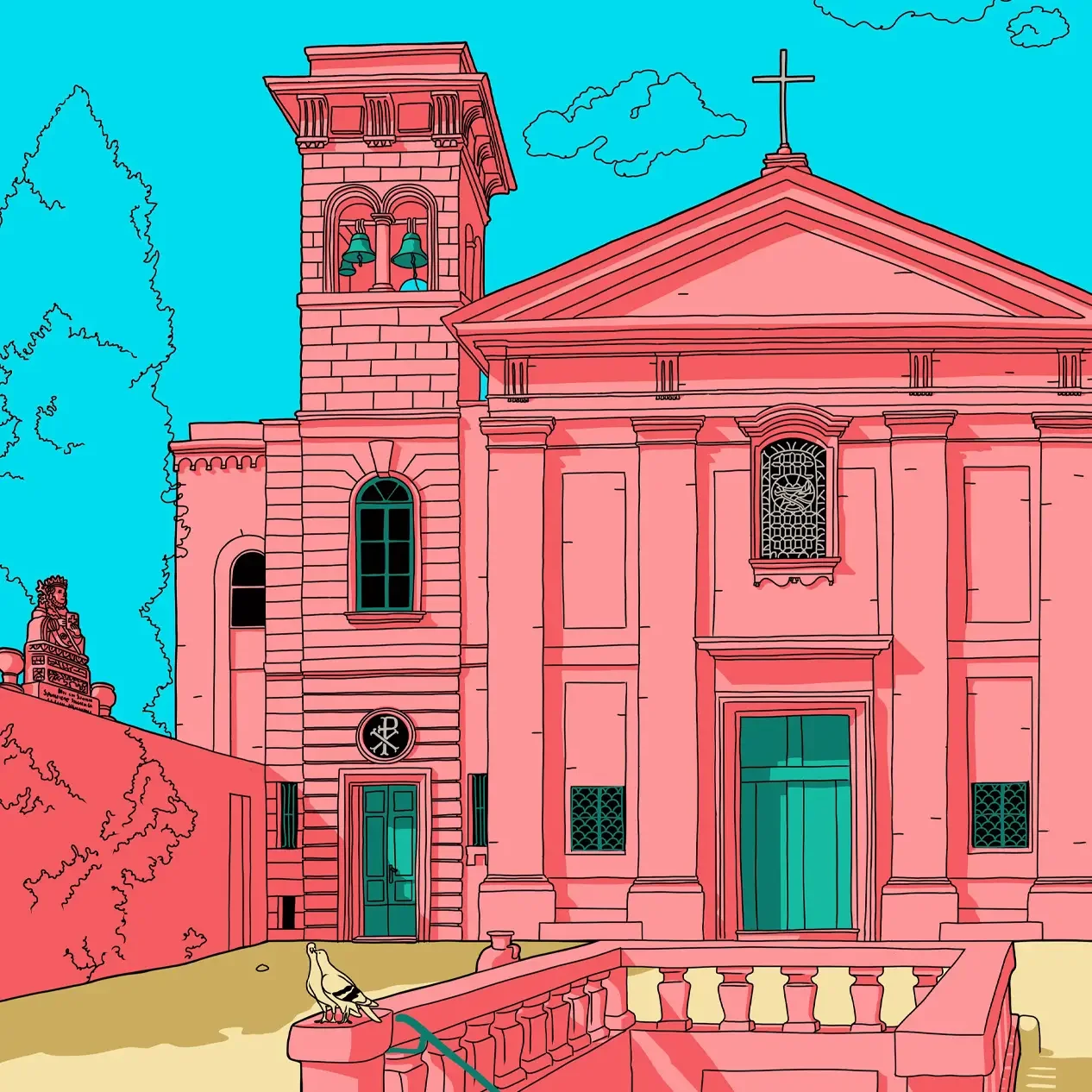 An illustration of the church of Saint Agatha, Rabat, Malta