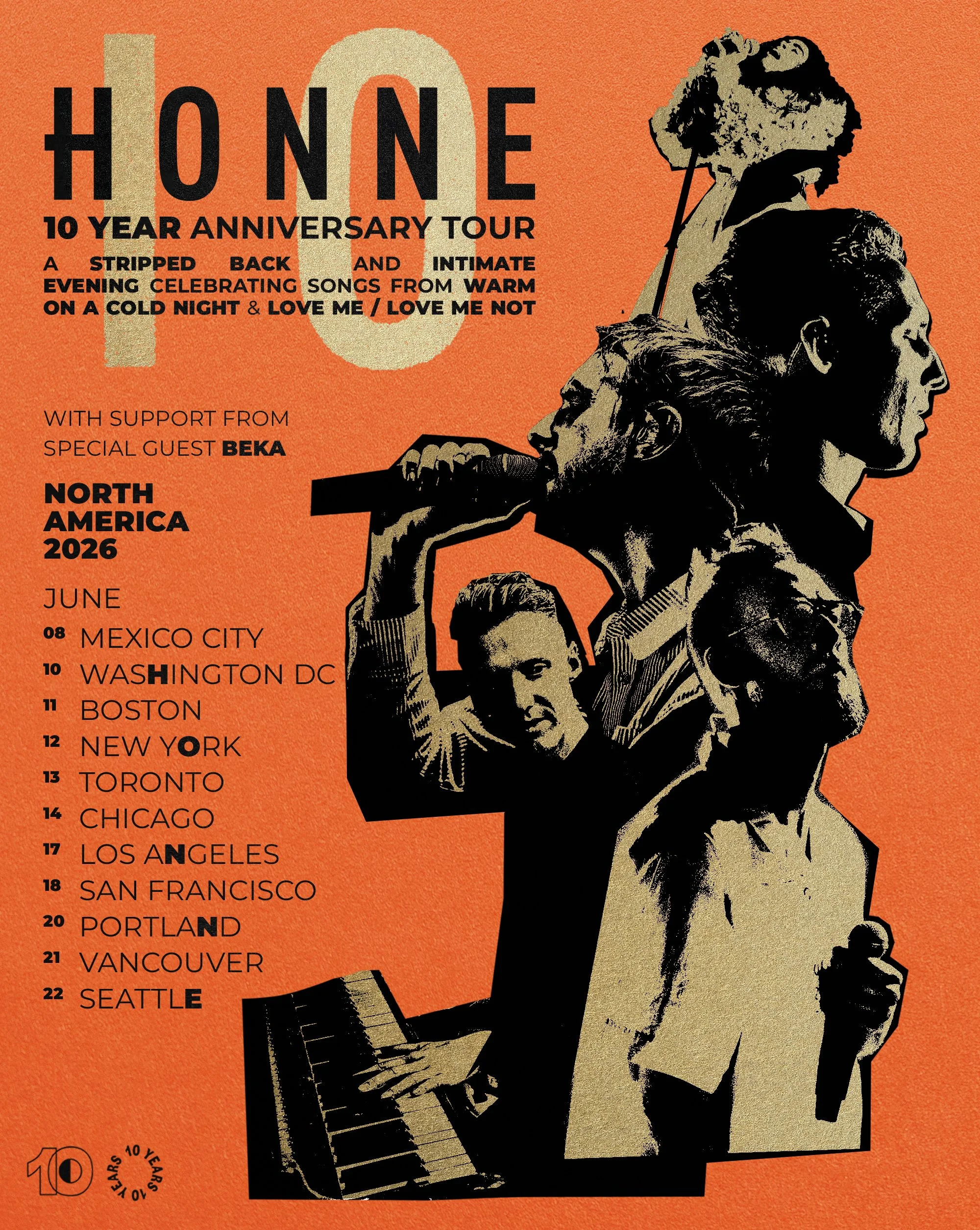 HONNE LIVE NORTH AMERICA 10 YEAR ANNIVERSARY TOUR POSTER INTIMATE