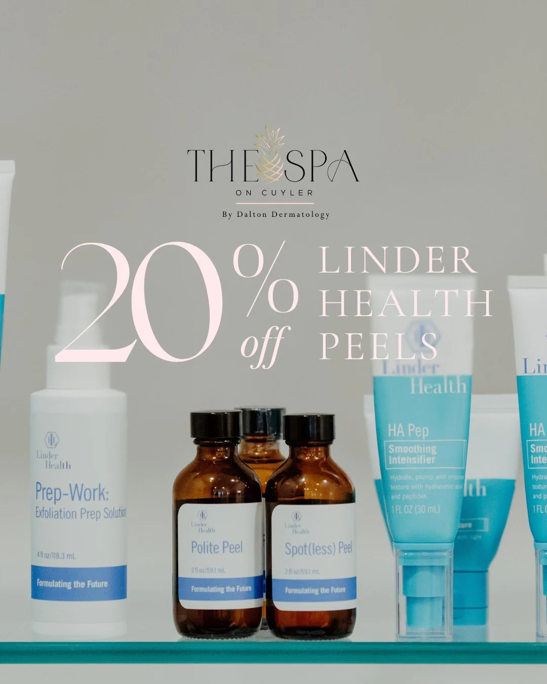 Our June special is here! ✨

Enjoy 20% off all Linder Health Peels this month at The Spa on Cuyler. Whether you're looking to target acne, texture, discoloration, or dull skin, our team can help customize the perfect peel for your skin goals.

These 