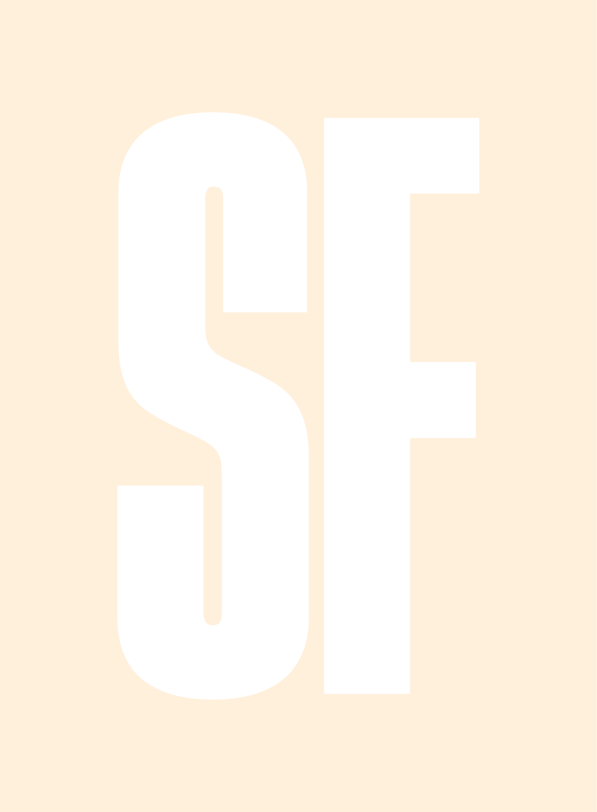 Bold black letters spelling 'SF' on a light beige background.