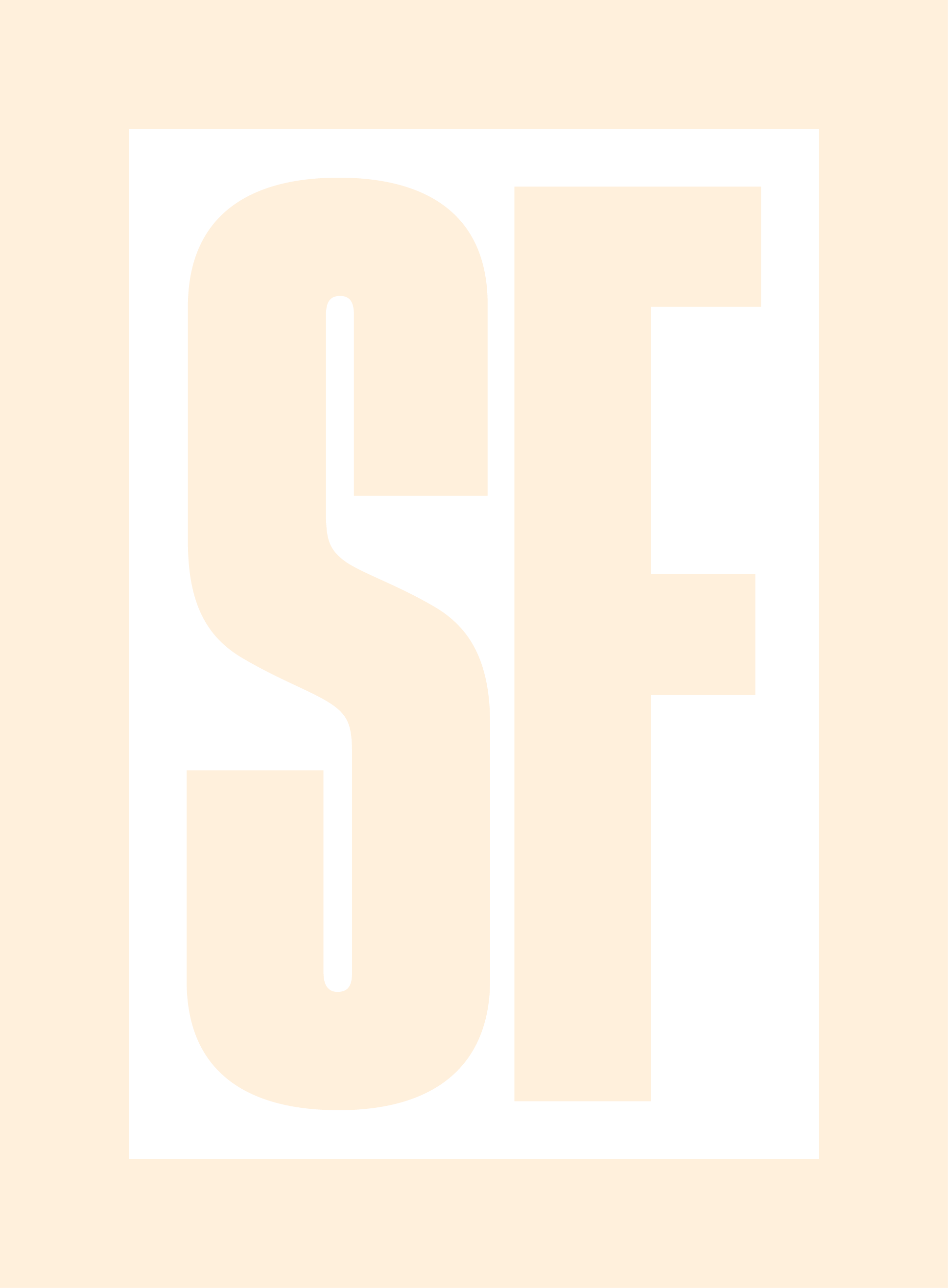 Bold black and beige poster with the large letters 'SF' in uppercase.