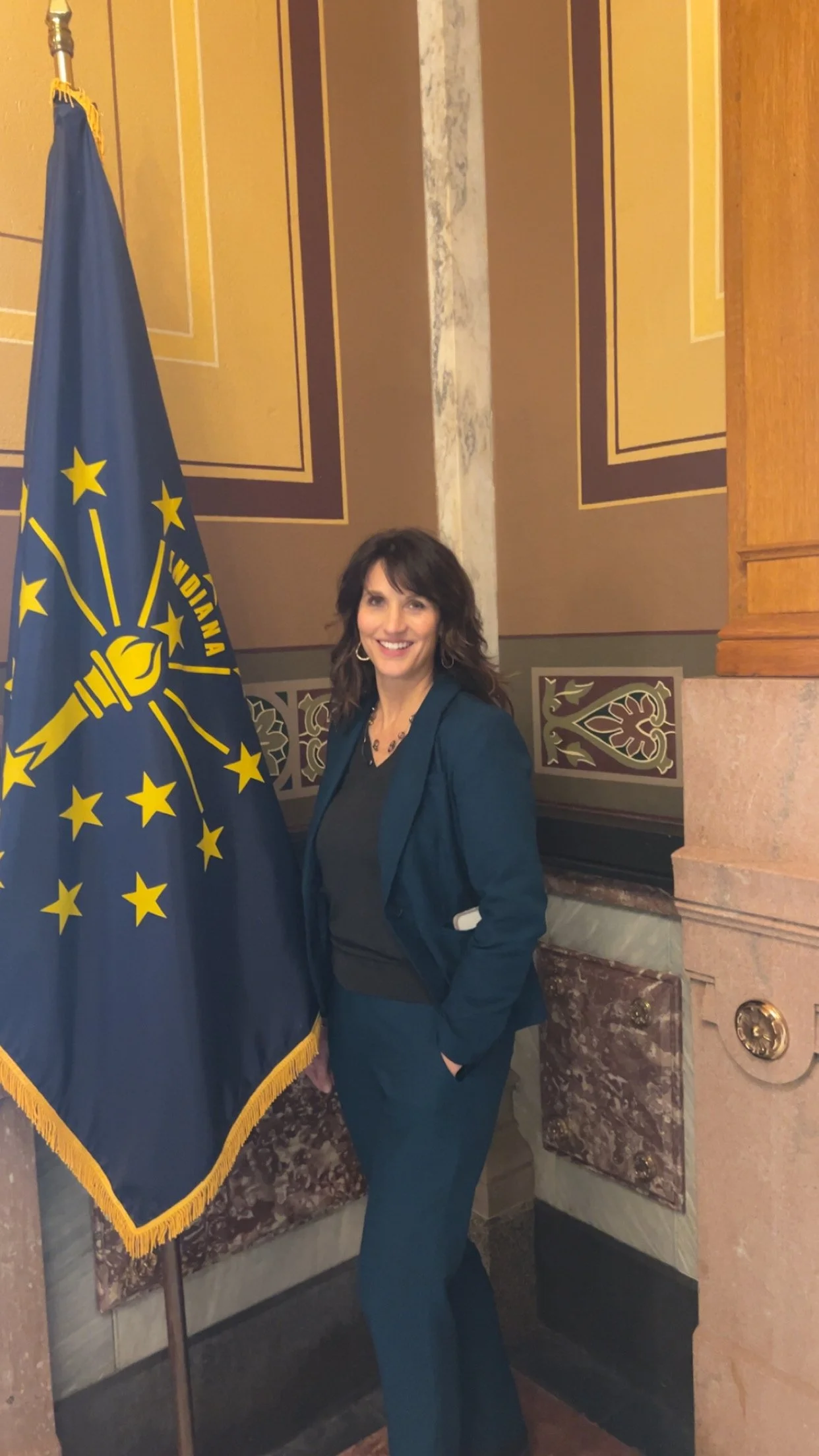 Sara Gullion after filing for candidacy for Indiana State Representative at the Indiana State House.