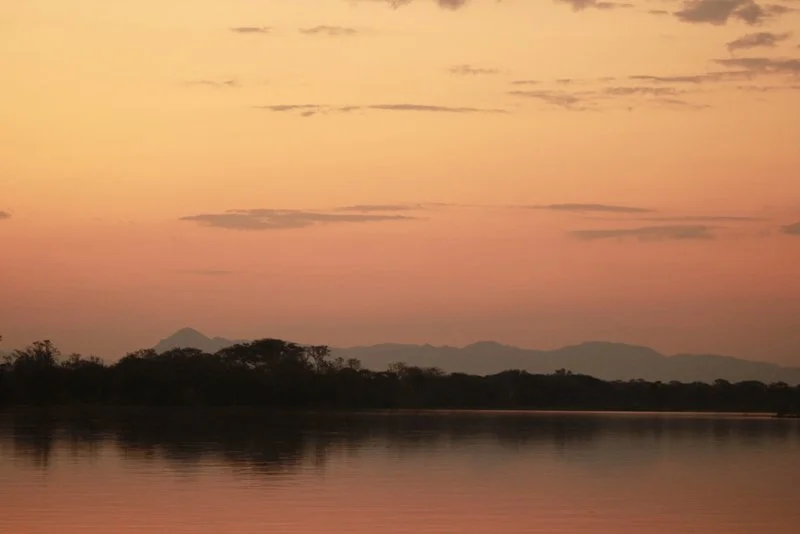 Red sky over the Rift Valley and Shire River, Liwonde National Park