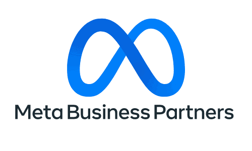 Logo de Meta Business Partners avec un symbole en forme d'infini bleu et le texte en dessous.