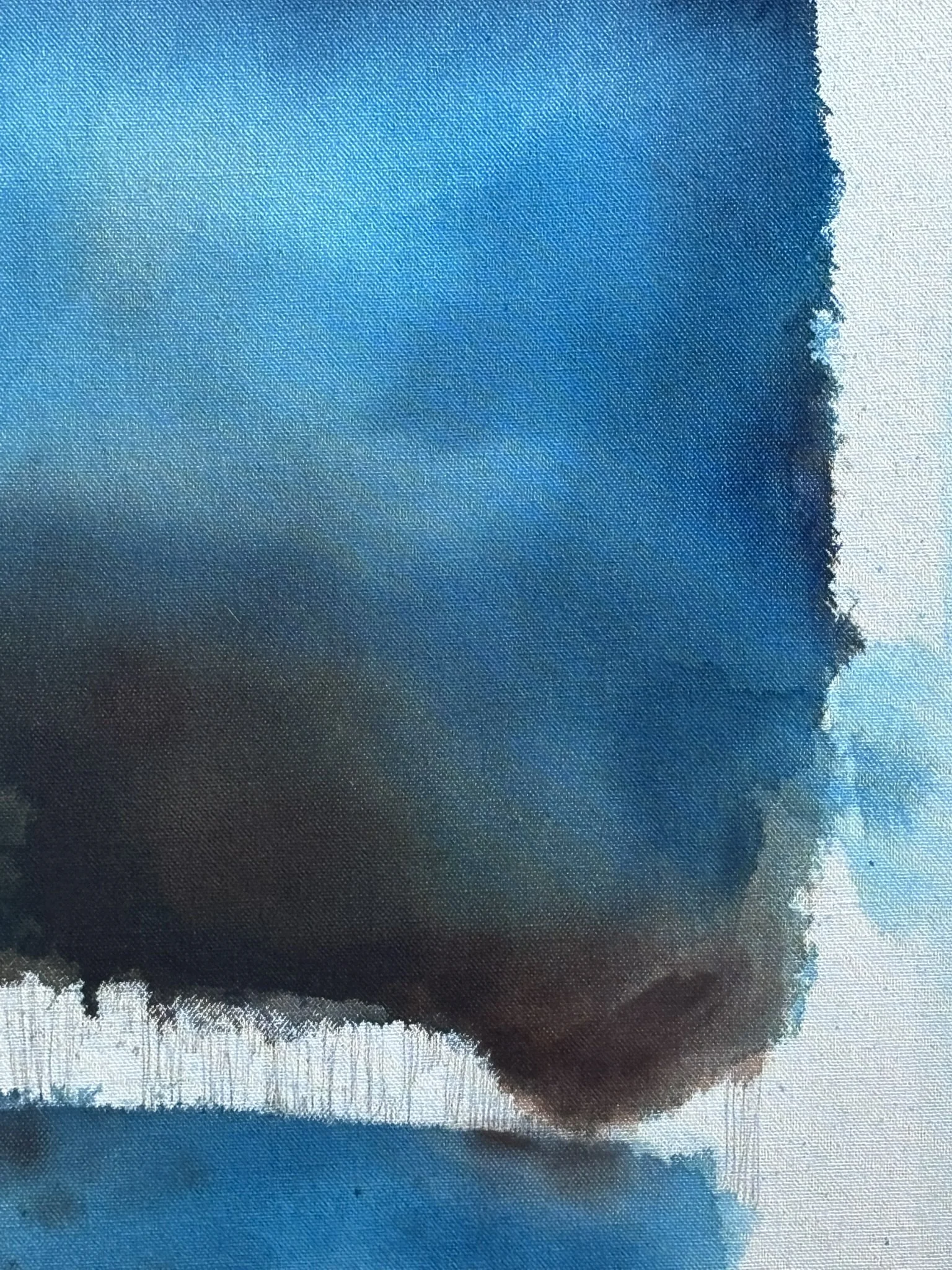 Detail of the original abstract painting "Dissociation" showing acrylic, pastel and pencil marks