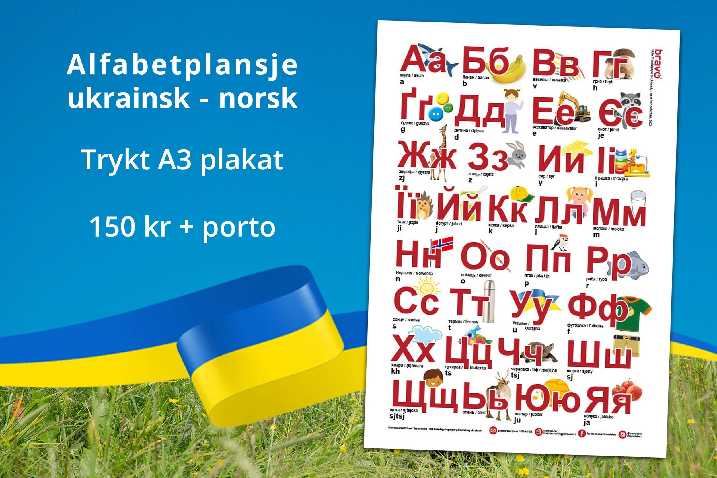 Bravo Intro - Alfabetplakat ukrainsk/norsk