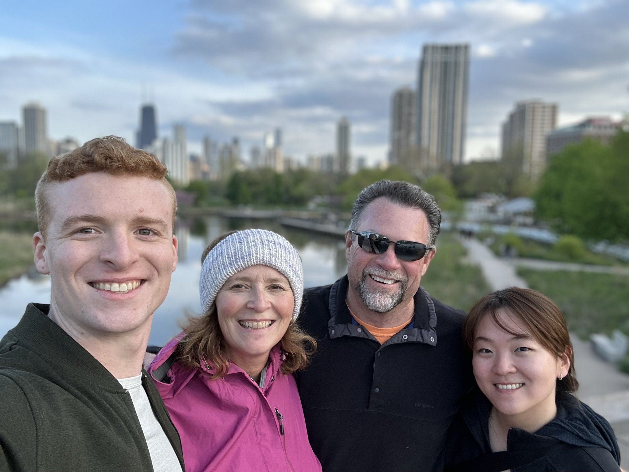 Family stroll through the park
