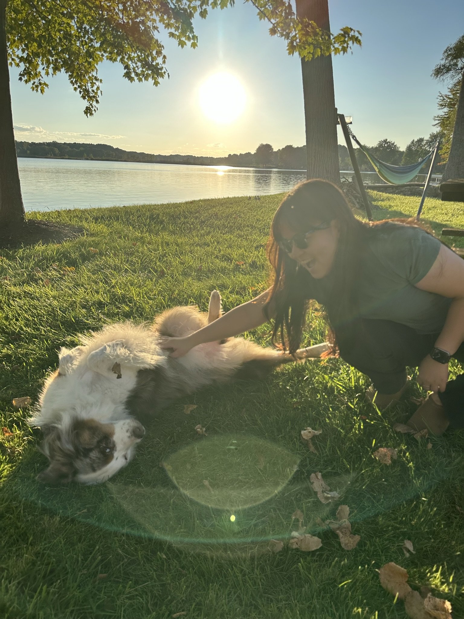 Belly rubs by the lake