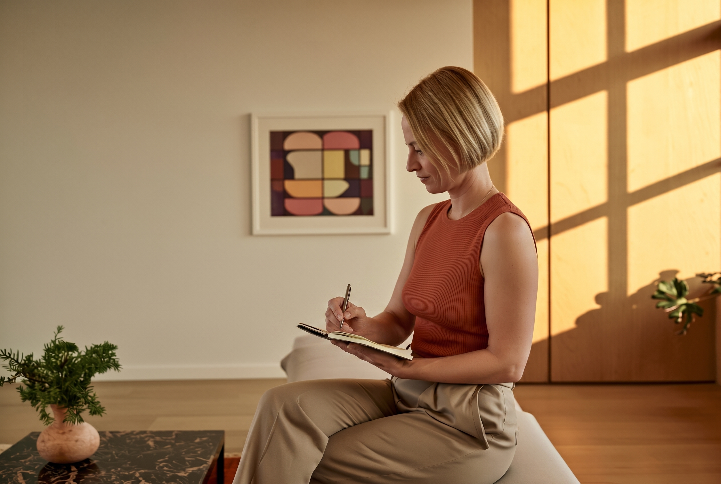 Portrait of an interior designer in a calm neutral interior