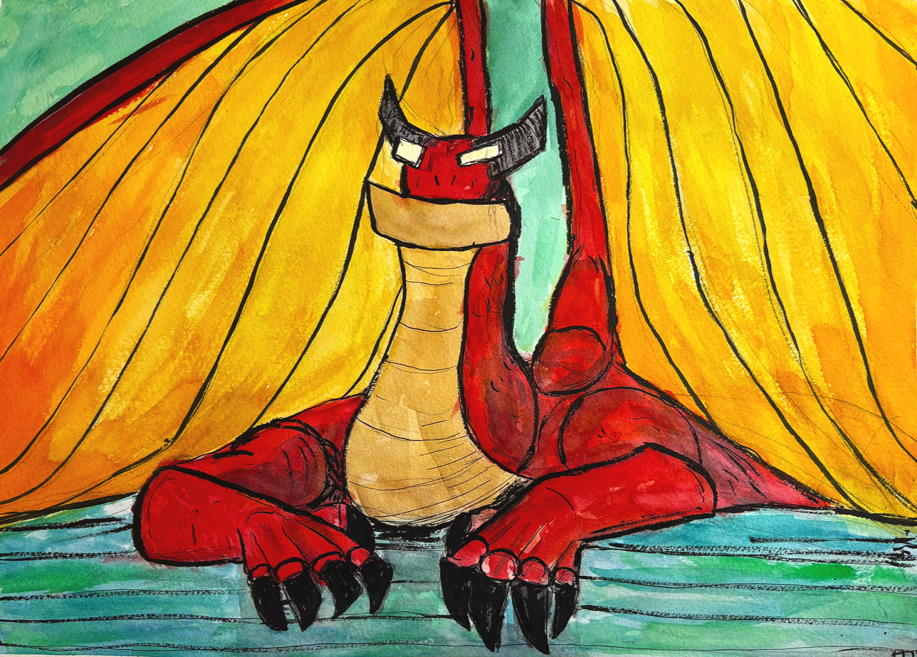 Dragon, Watercolor/Ink 12.5x16"