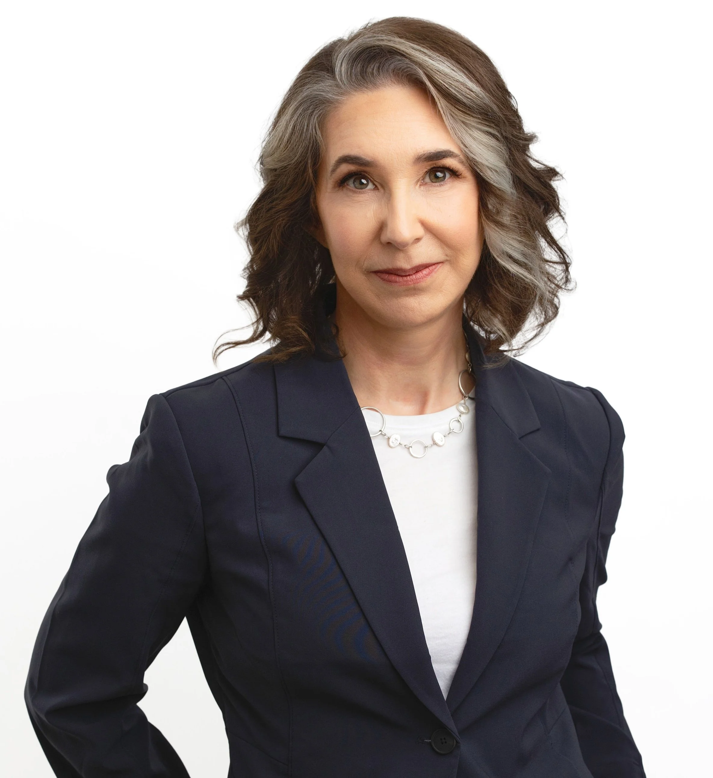woman in blue blazer for headshot