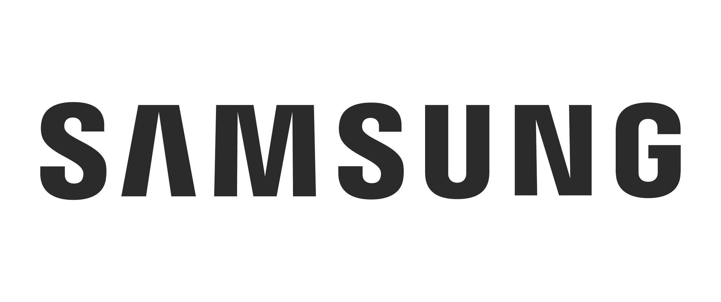 Samsung logo in black text on a transparent background.