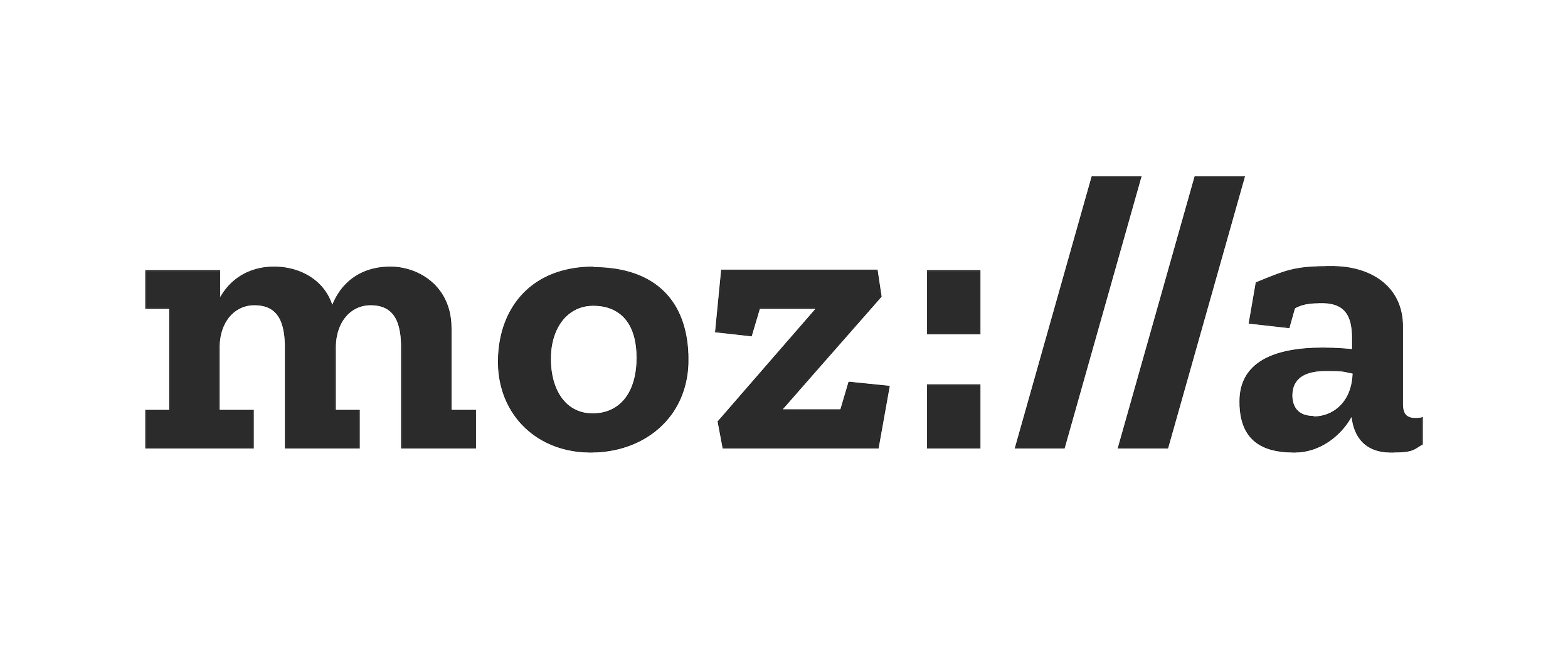 The image shows the word 'mozilla' styled with office supplies inside the letters, such as a ruler and paper clips, on a plain background.