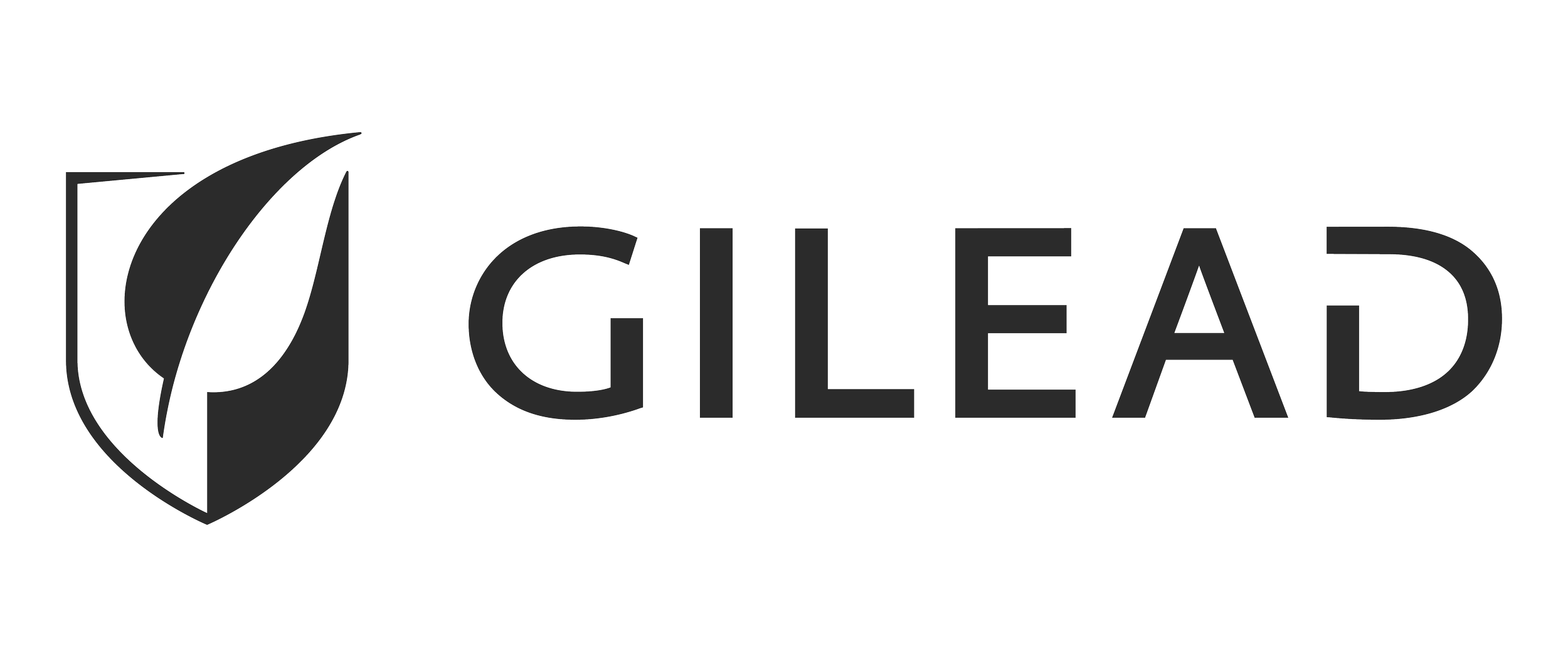 Gilead logo featuring a leaf icon next to the company name 'Gilead' in black text.