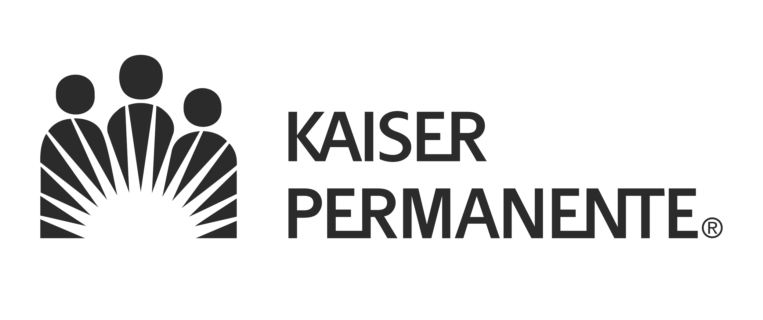 Kaiser Permanente logo featuring three stylized human figures above a semi-circle with radiating lines.