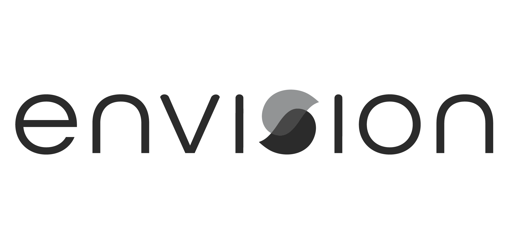 Environmentally conscious logo with the word 'envision' and a circular symbol resembling a recycling or planet icon.