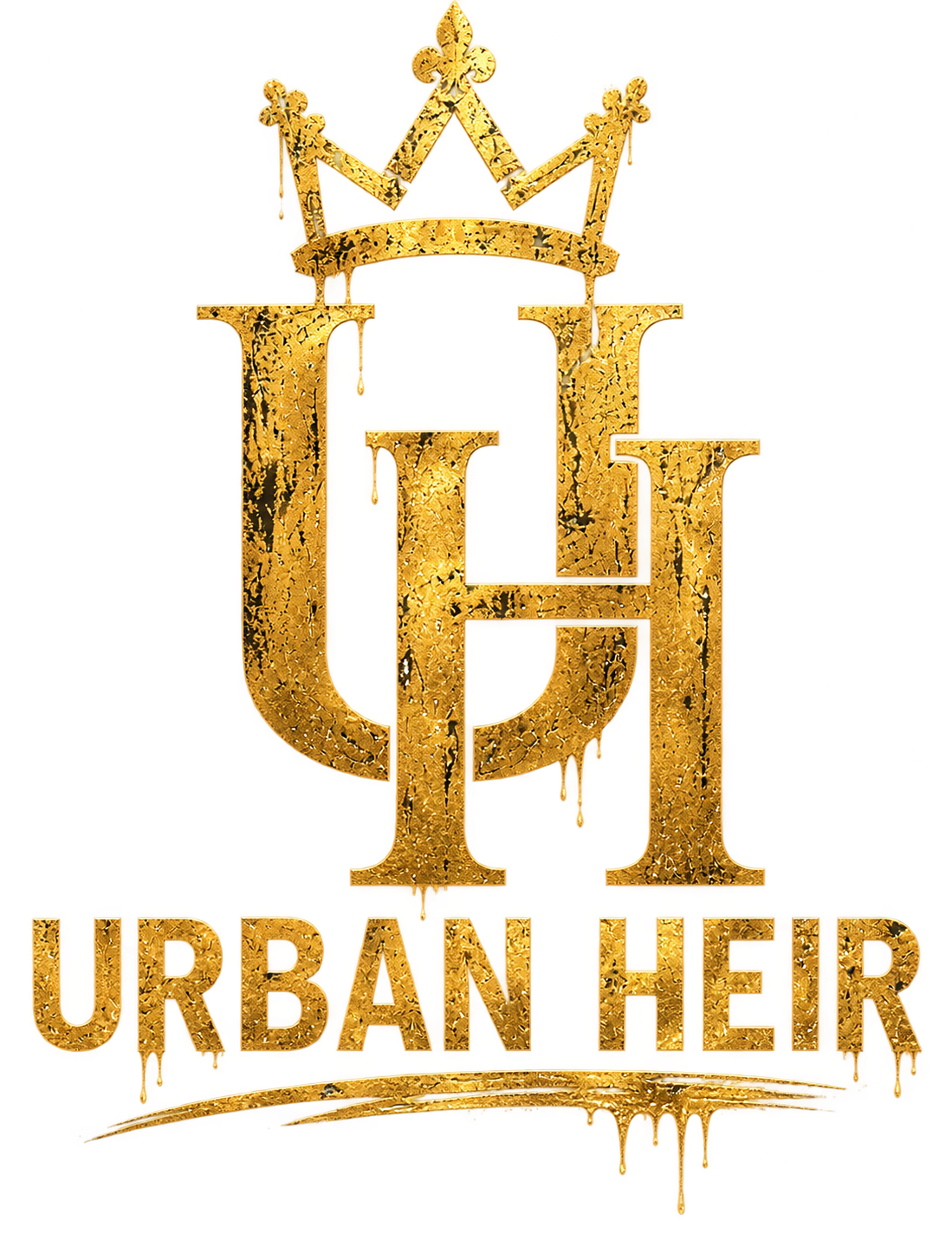 Urban Heir Streetwear gold UH monogram logo topped with a crown.