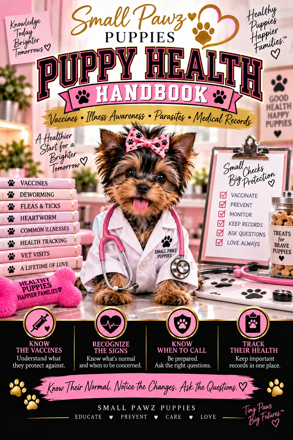 The 27-Page Small Pawz Puppy Health Handbook: Vaccines, Illness Awareness, Parasites & Medical Records