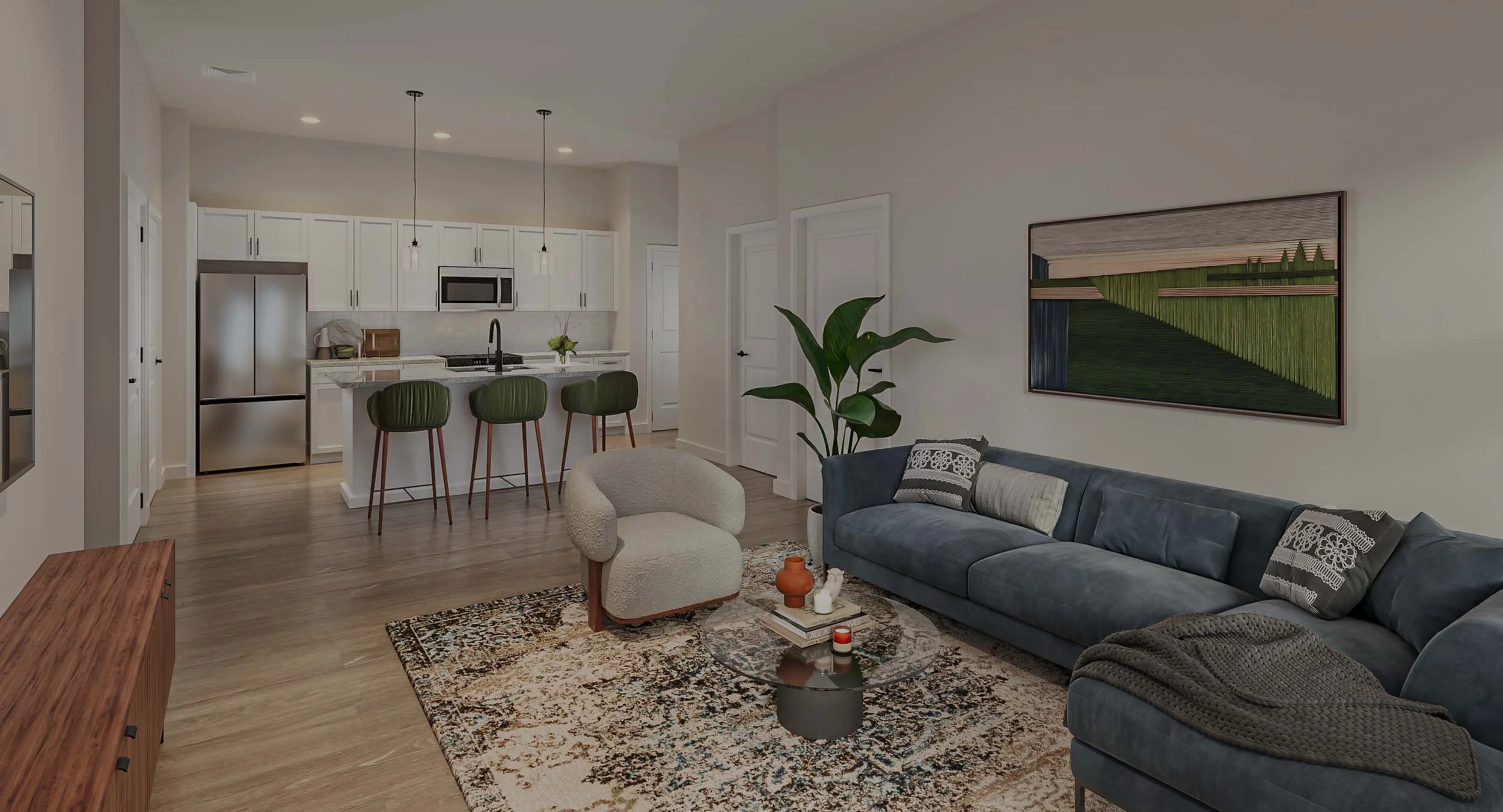 Greenway Vista | Apartments in Canal Winchester, OH | Living Room and Kitchen