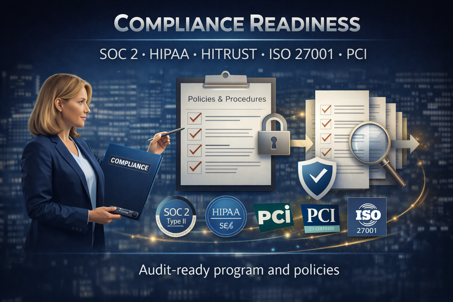 Compliance Readiness (SOC 2, HIPAA, HITRUST, ISO 27001, PCI)