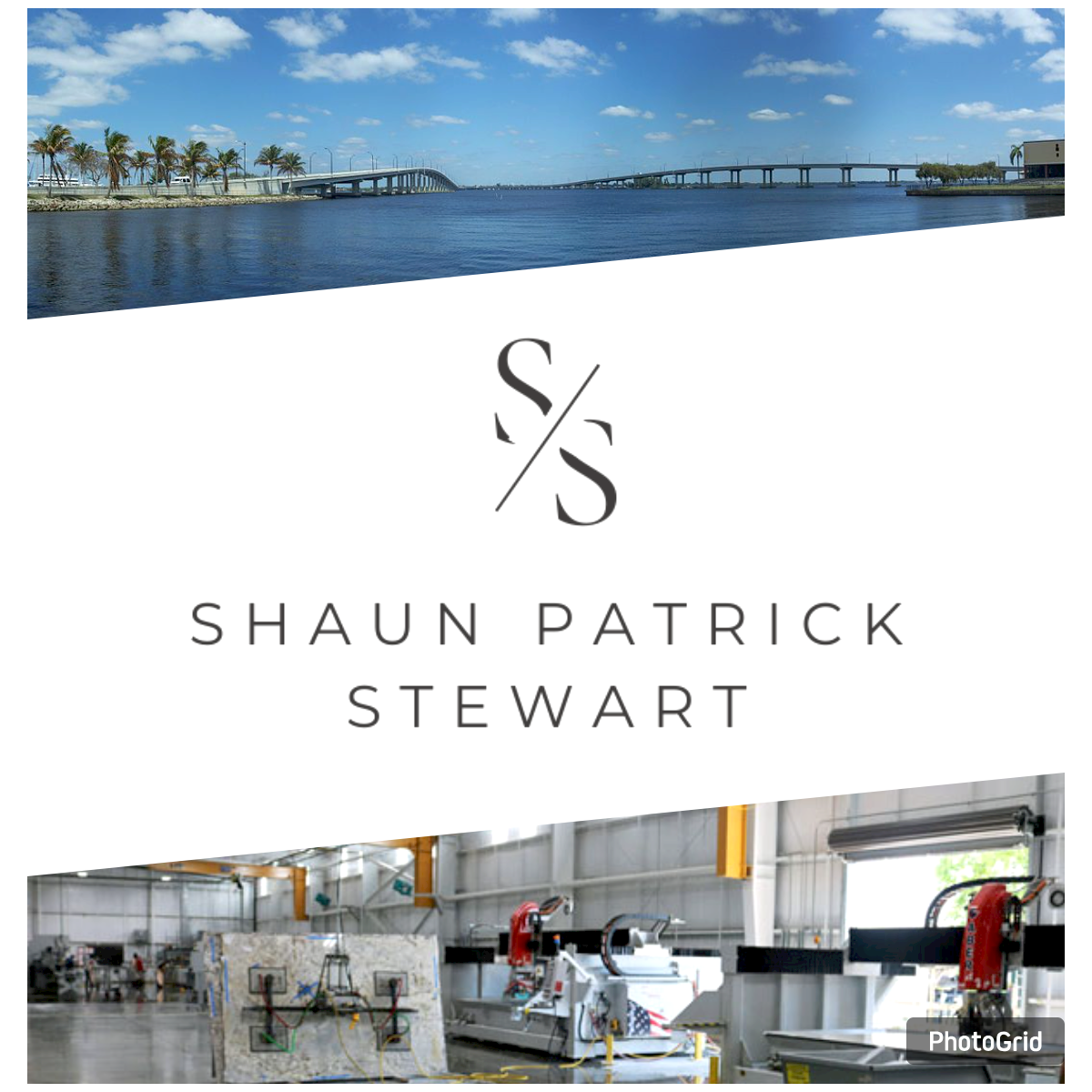 Website background image for Shaun Patrick Stewart, highlighting his Florida roots and personal brand.