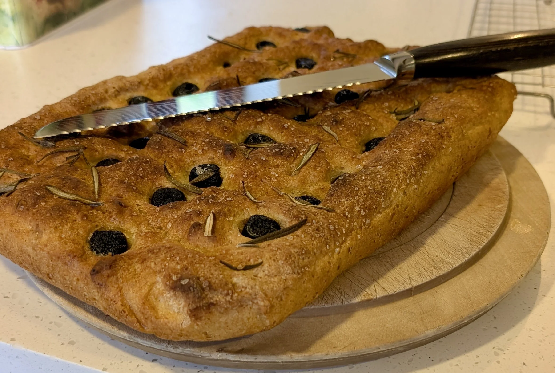 Gluten Free and  Vegan Olive and Rosemary Focaccia