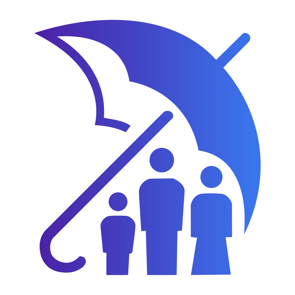 Icon of three people under an umbrella