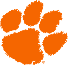 Orange paw print logo on a black background