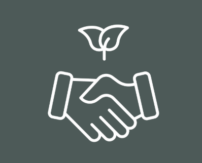 an illustration of two hands shaking underneath a leaf