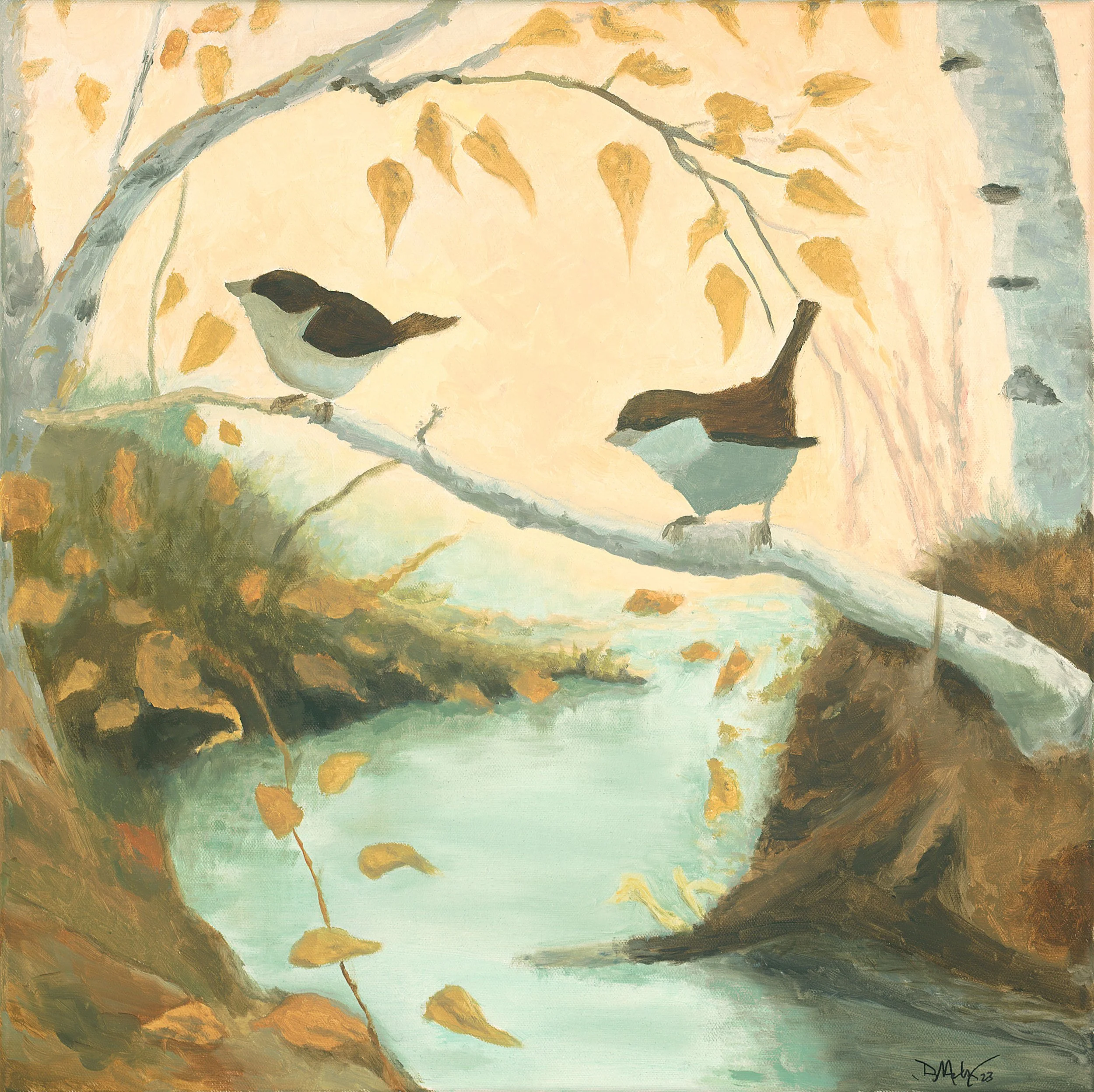 Love Birds, oil on canvas 20x20