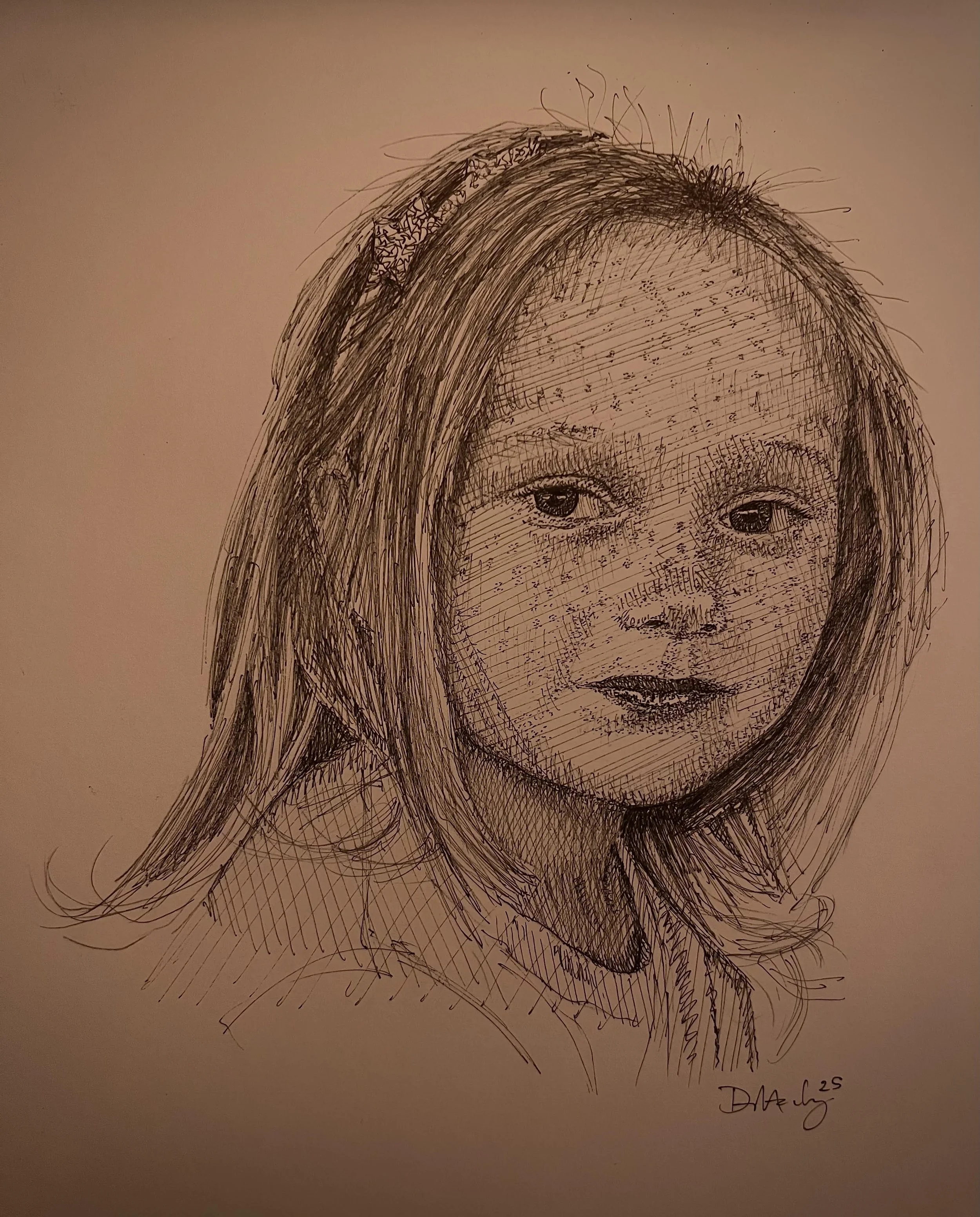 Mary Kate age 5, pen & ink 14x11