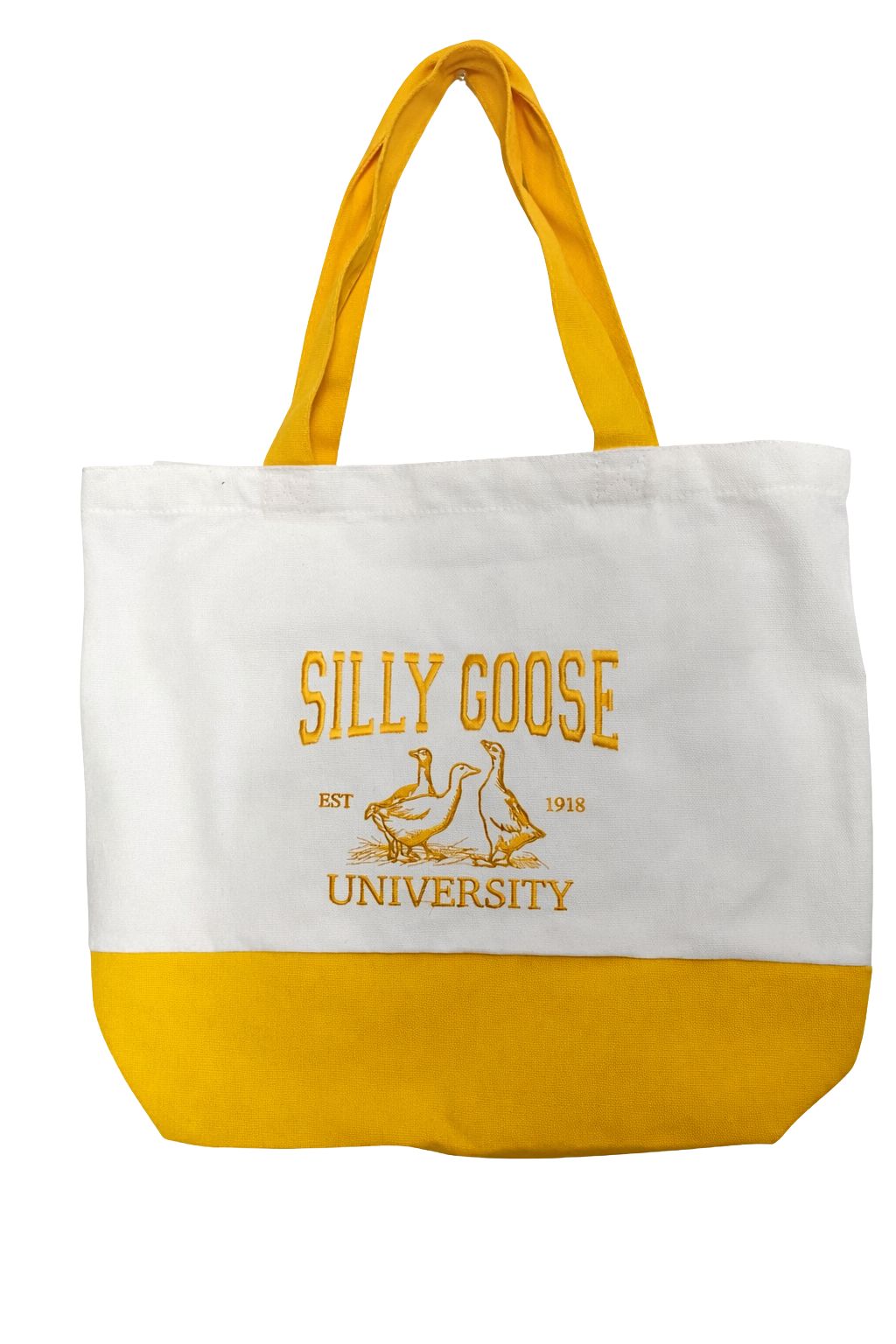 Large Yellow Silly Goose University Tote