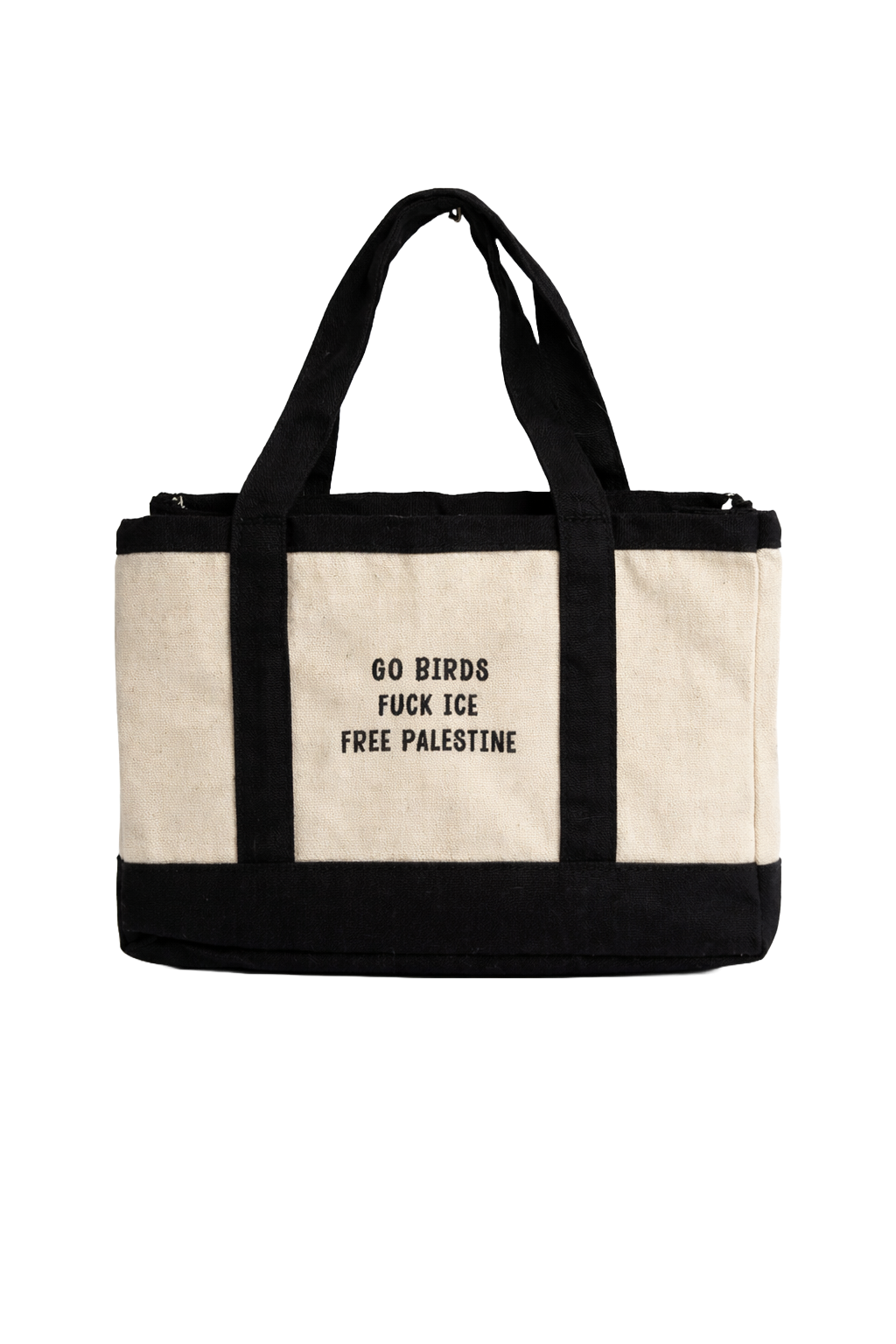 Mini Black Go Birds Fuck ICE Free Palestine Tote
