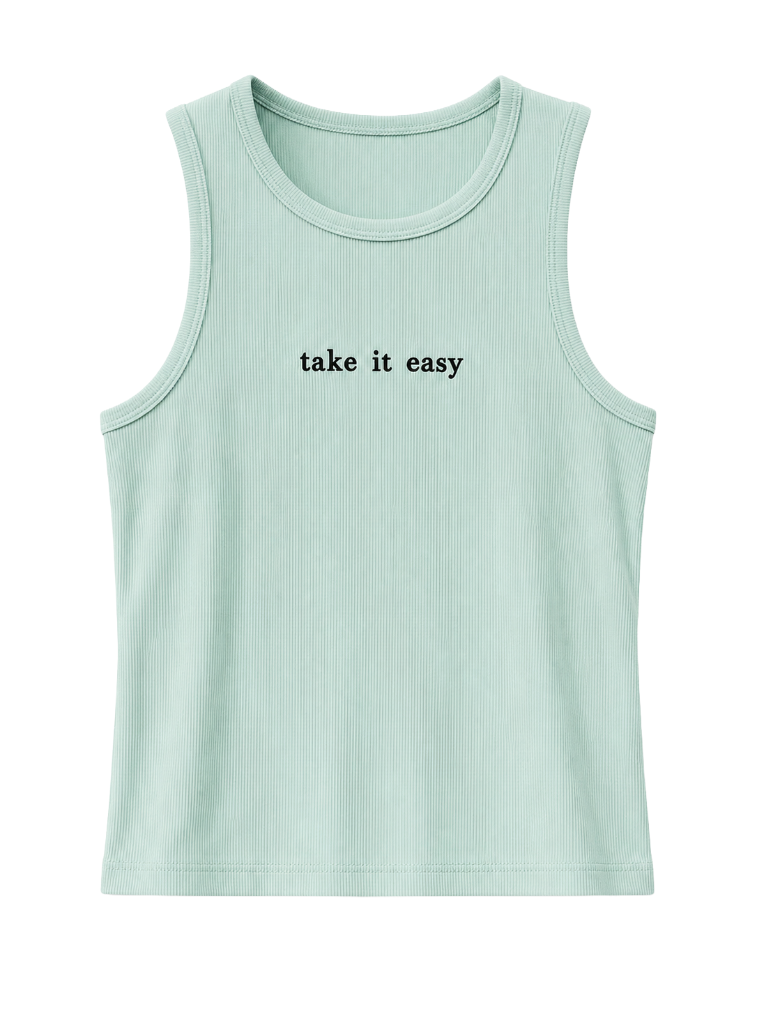 'Take It Easy' Ribbed Blue Tank Top