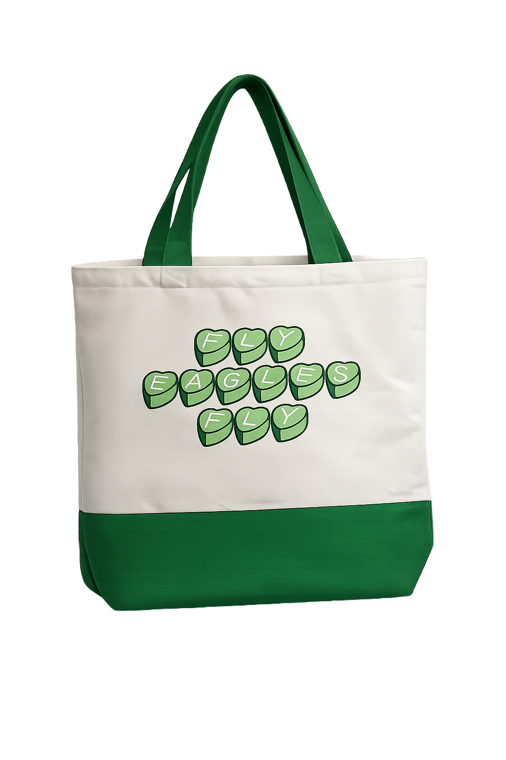 Large Canvas Candy Hearts Fly Eagles Fly Tote