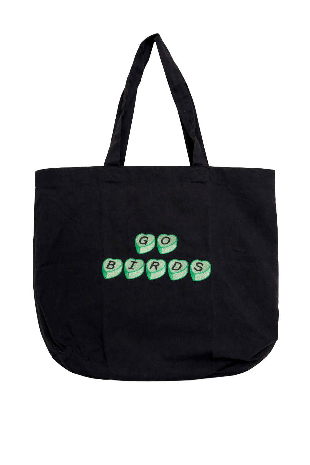 Black Candy Heart Go Birds Tote