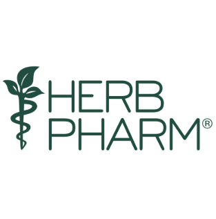 Herb Pharm logo with a green caduceus symbol and the company name in green text.