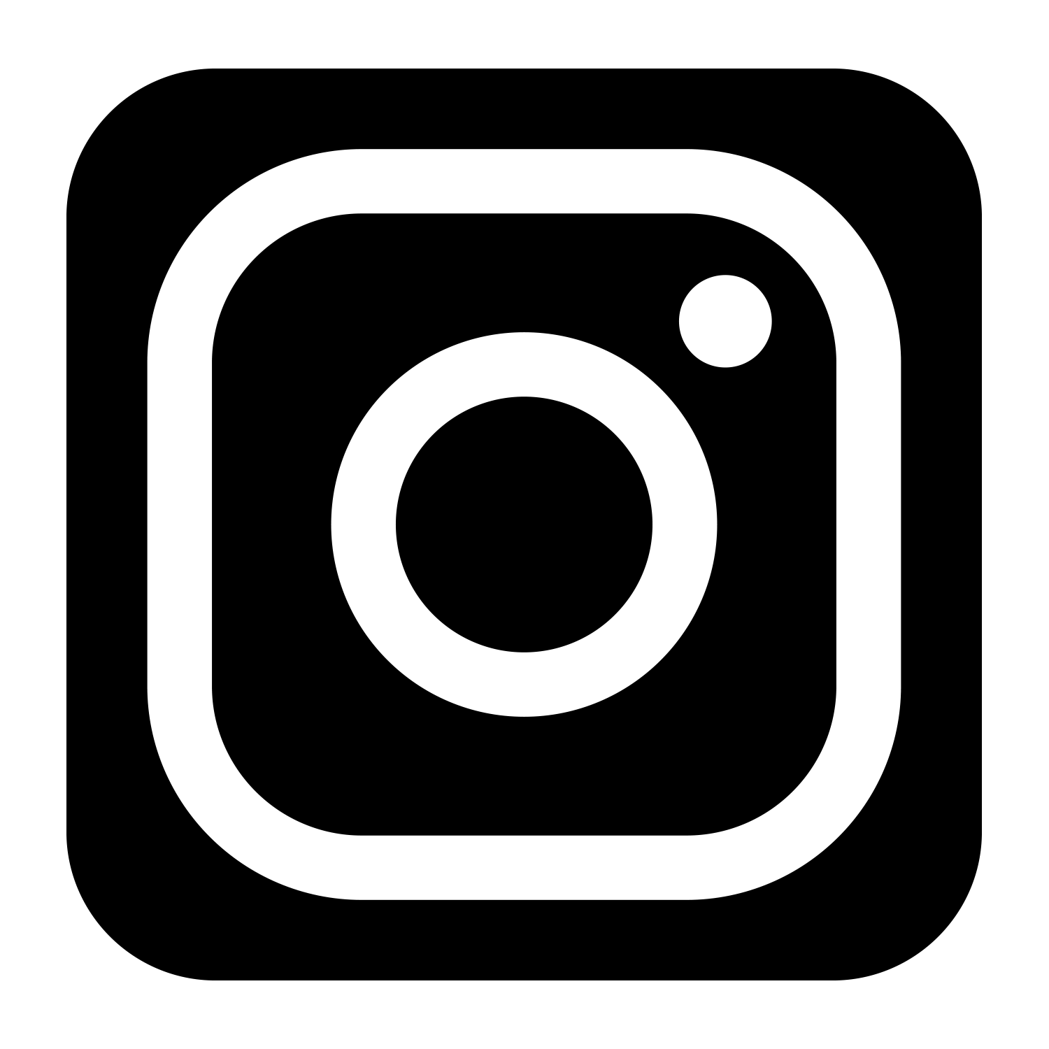 Instagram logo with a white camera outline on a black background.