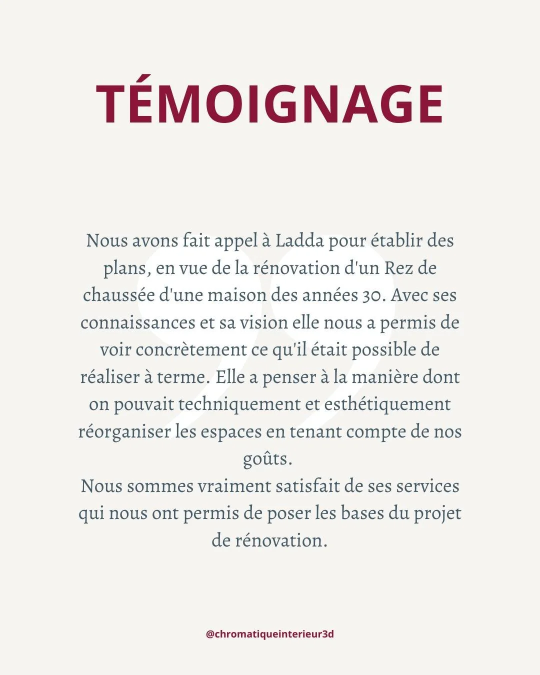 ✨ T&eacute;moignage client ✨

Rien de plus pr&eacute;cieux que la confiance de mes clients.
Pour ce projet de r&eacute;novation d&rsquo;une maison des ann&eacute;es 30, l&rsquo;objectif &eacute;tait clair : poser des bases solides, visualiser le pote