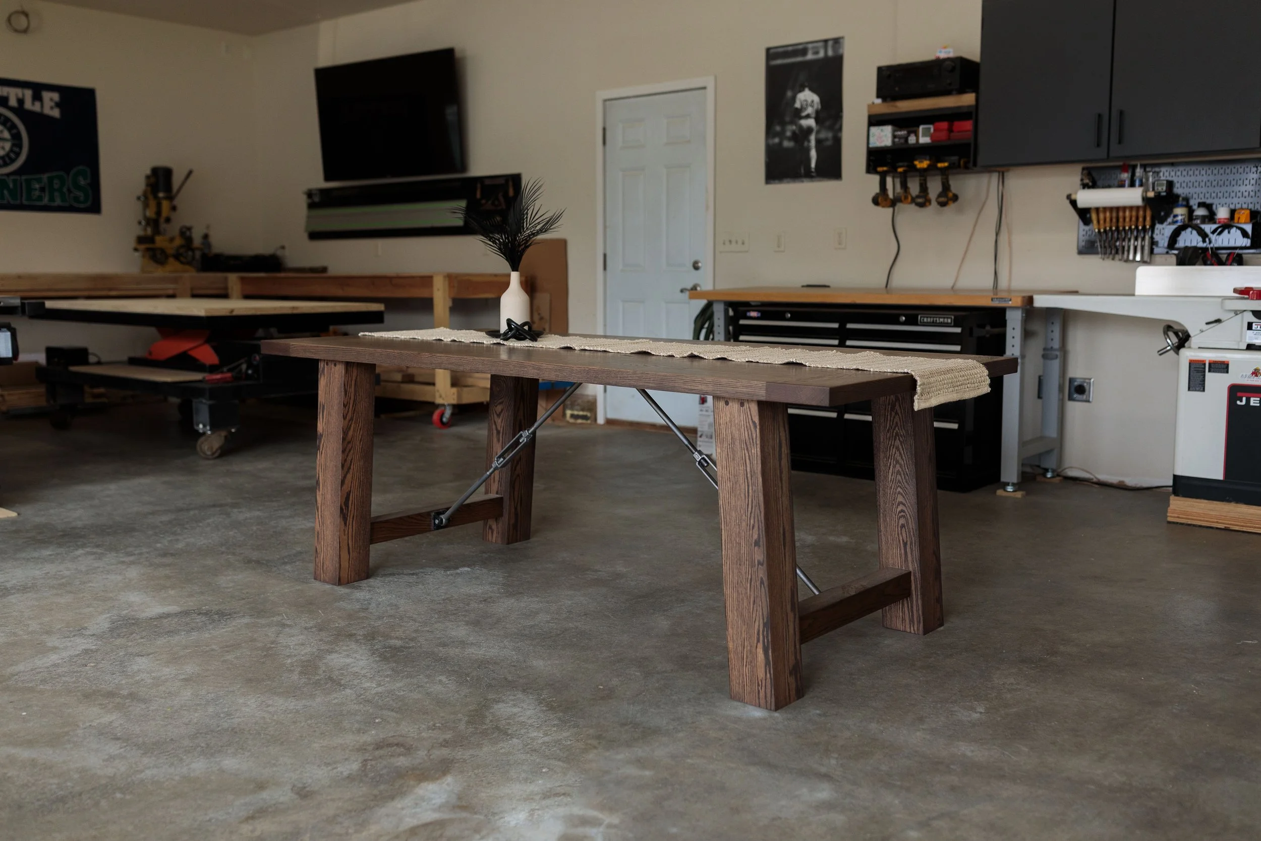 Farmhouse Industrial Dark Roast Dining Table