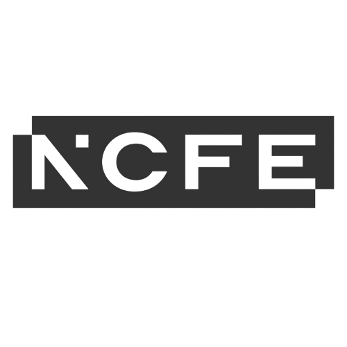 Black background with white and gray text that reads 'NCFE' and a stylized arrow pointing right.